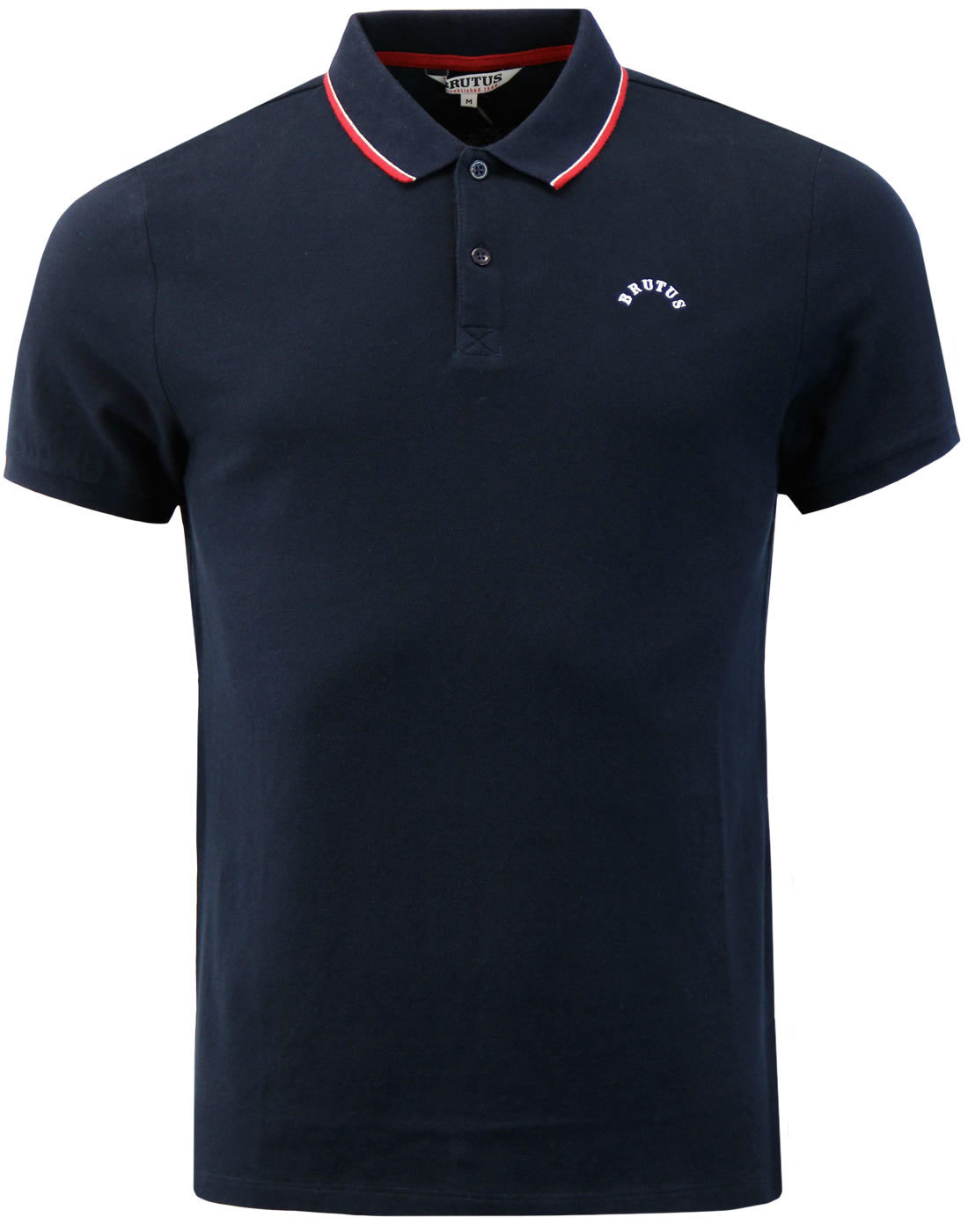 BRUTUS TRIMFIT Retro Mod Twin Tipped Pique Polo Shirt in Navy