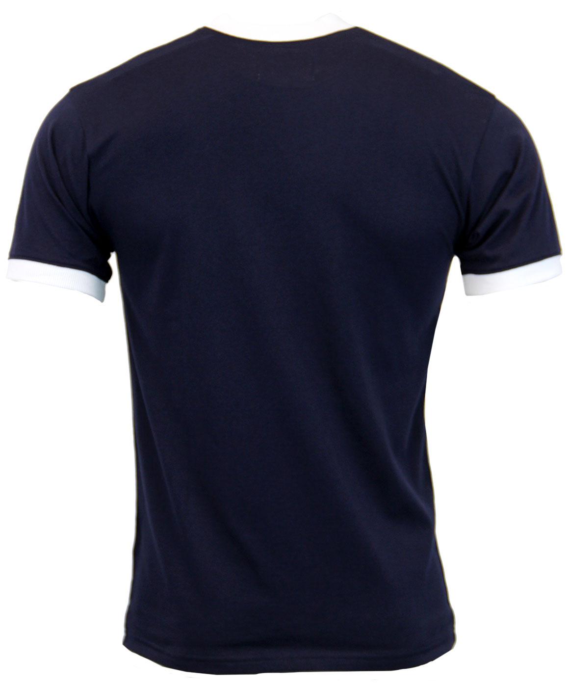 BRUTUS Ringer Retro Contrast Tipped Jersey T-Shirt in Navy