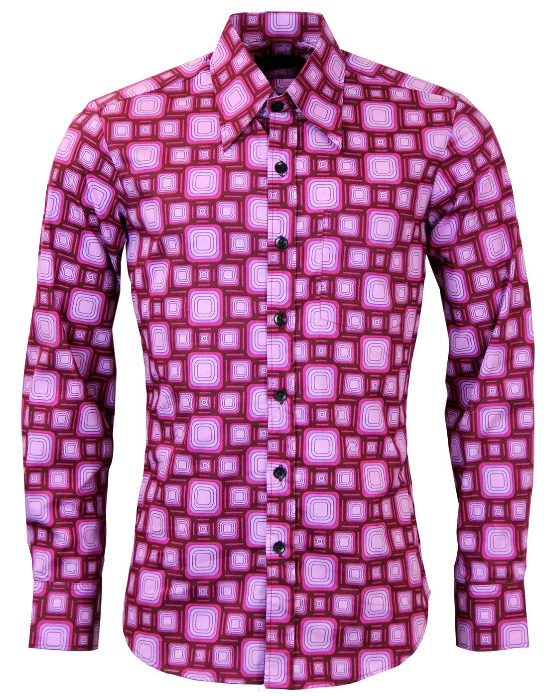 Box Tops CHENASKI Retro 70s Geometric Shirt BORDO