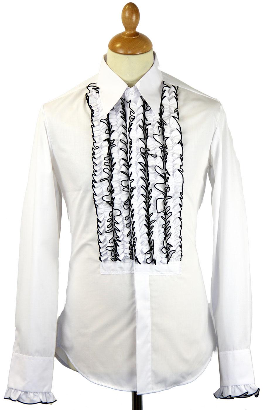 CHENASKI Ruche Frill Retro 70s Tuxedo Shirt (W)