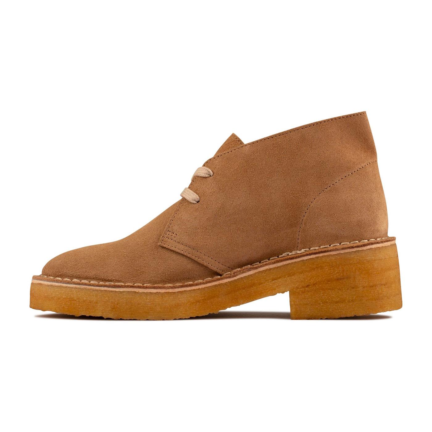 CLARKS ORIGINALS Arisa Desert Boots in Dark Sand Suede