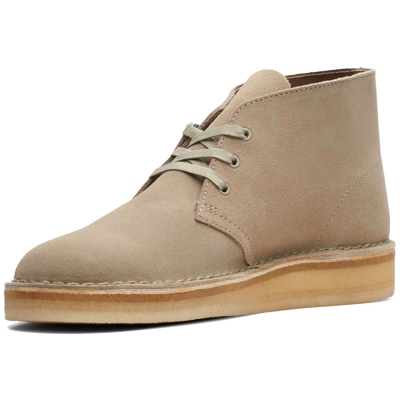 Desert Coal Clarks Originals Suede Desert Boots in Stone