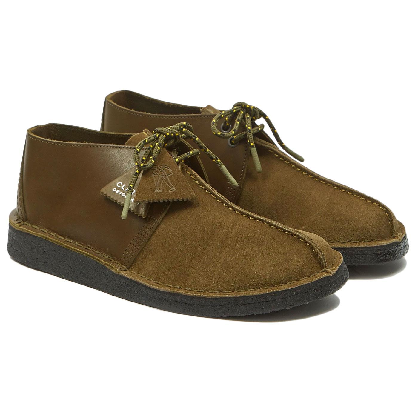 Men's Shoes Clarks Originals DESERT TREK Suede Lace Up Boots 54752 OLIVE COMBI