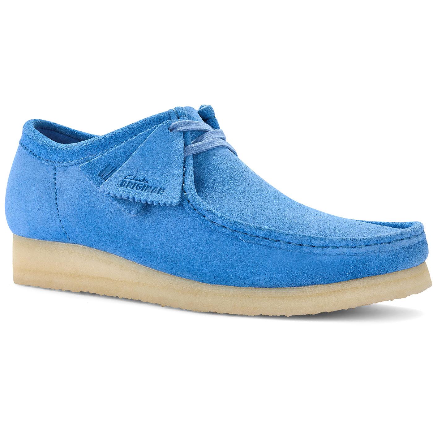 Wallabee Clarks Originals Retro Blue Suede Shoes