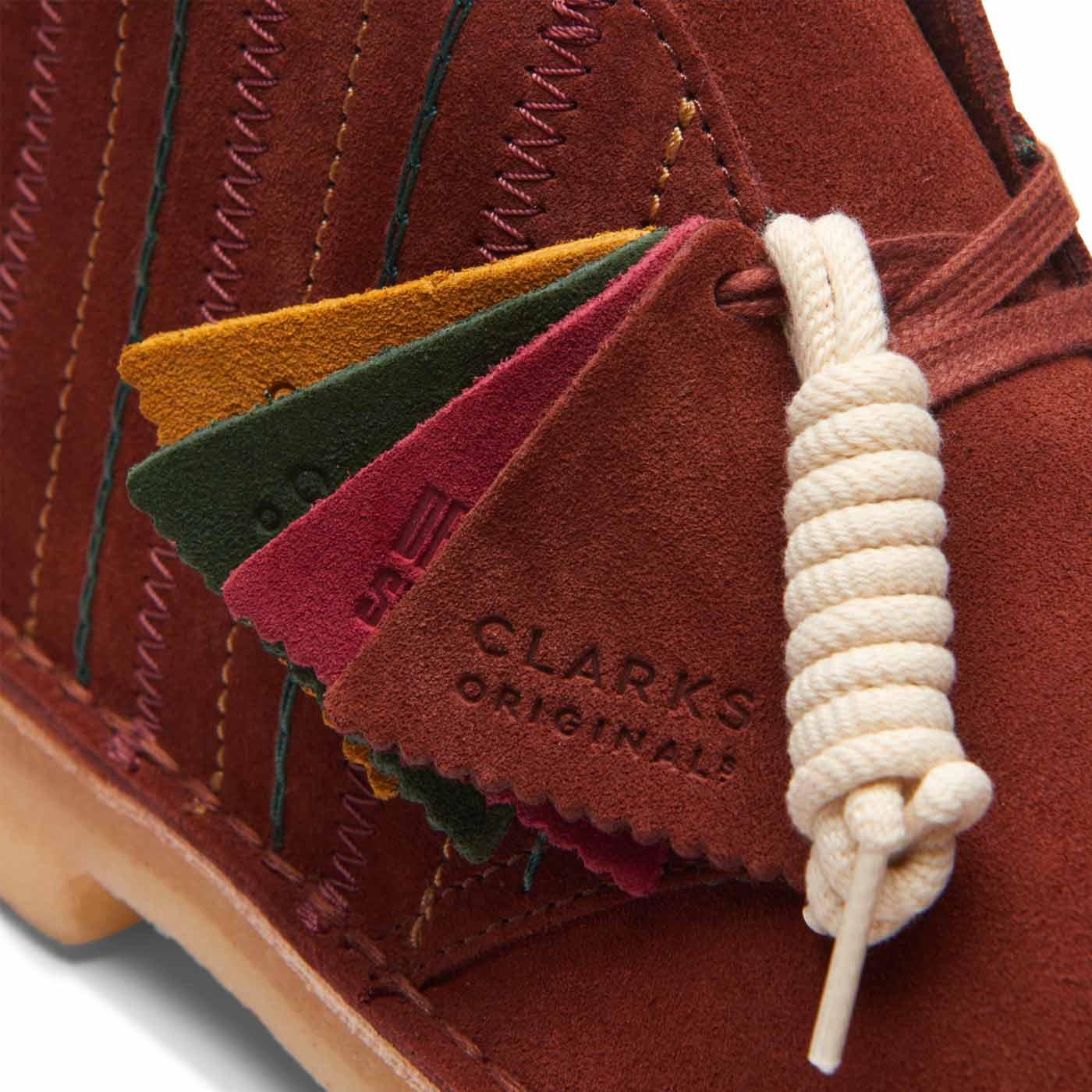 Red clarks store desert boot suede