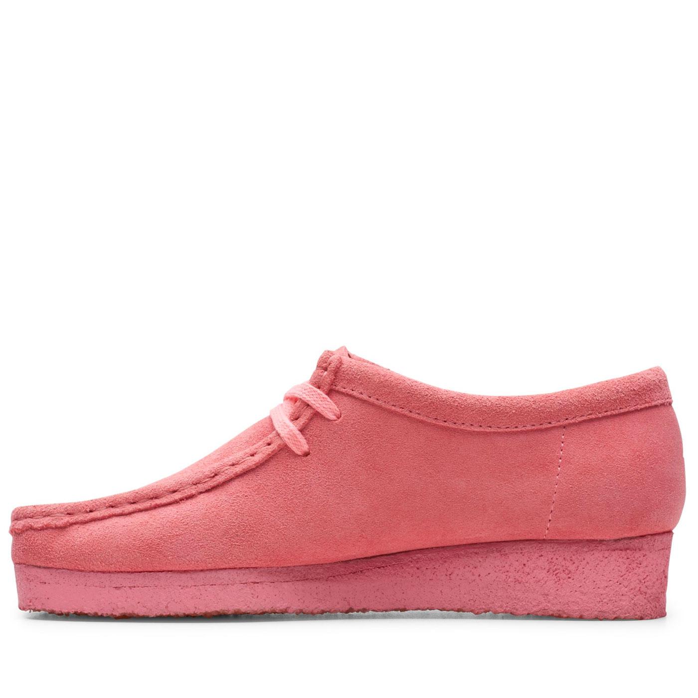 CLARKS Wallabee Women's Retro Suede Shoes in Bright Pink