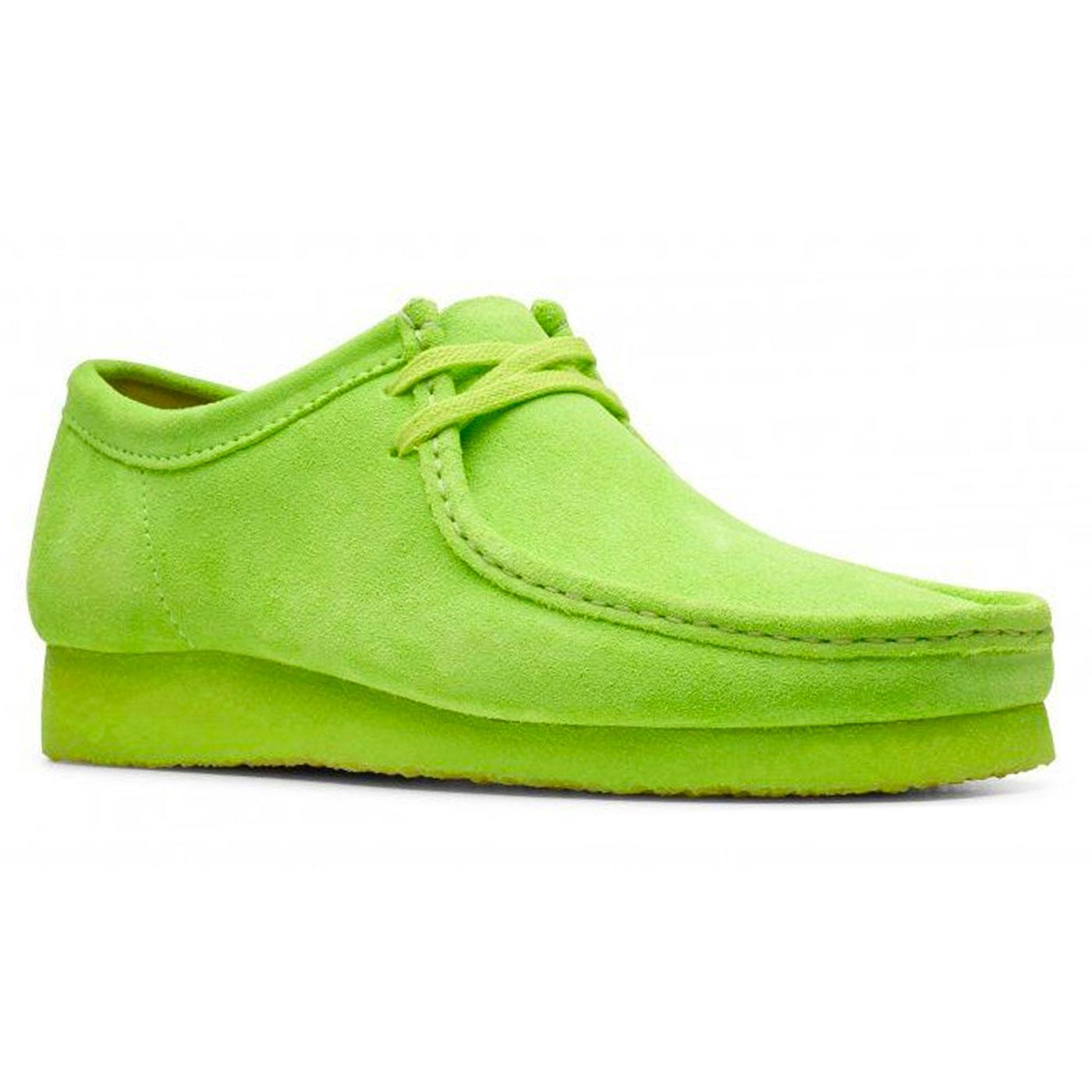 CLARKS ORIGINALS Wallabee Moccasin Shoes in Lime Suede