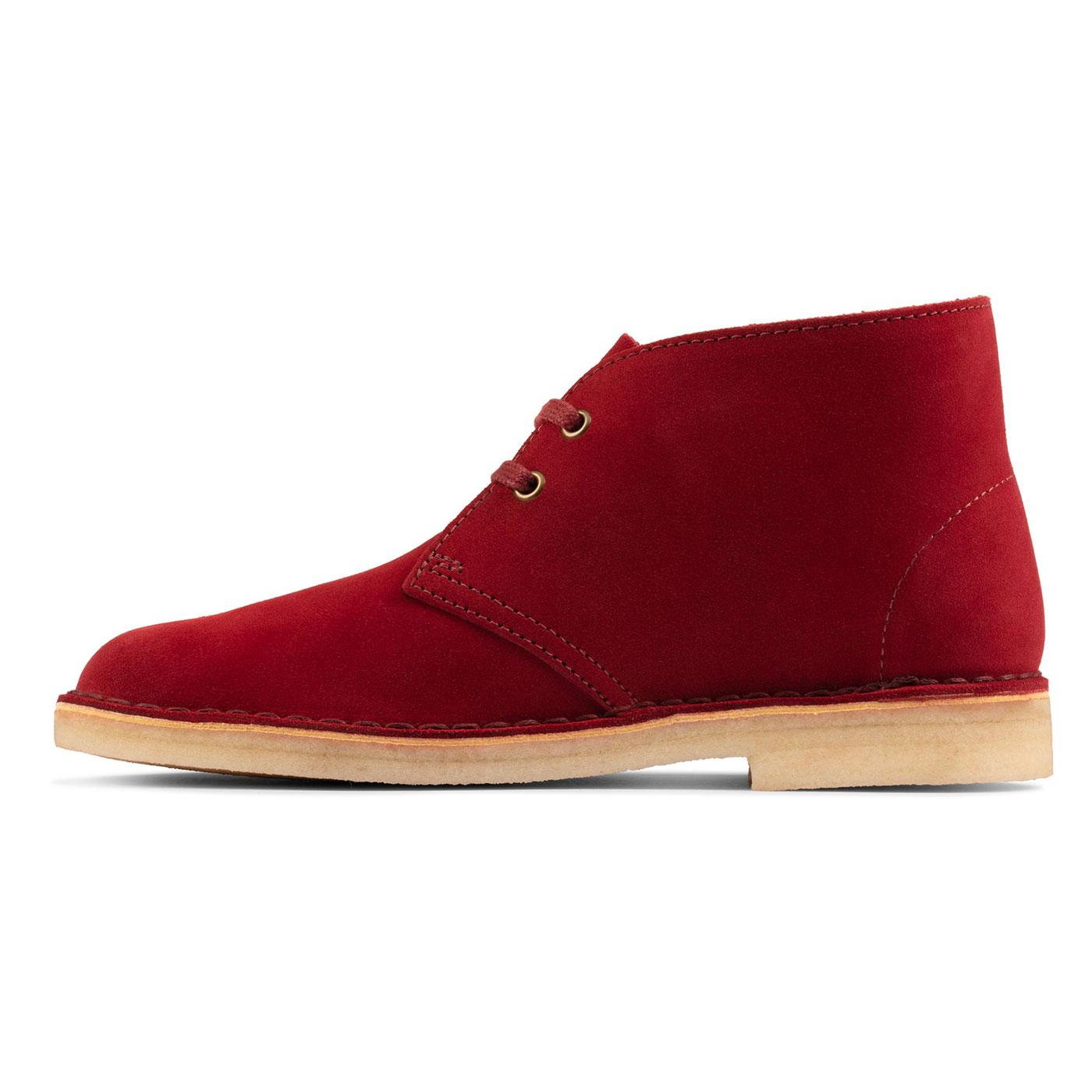 CLARKS ORIGINALS Women's Suede Desert Boots in Cherry