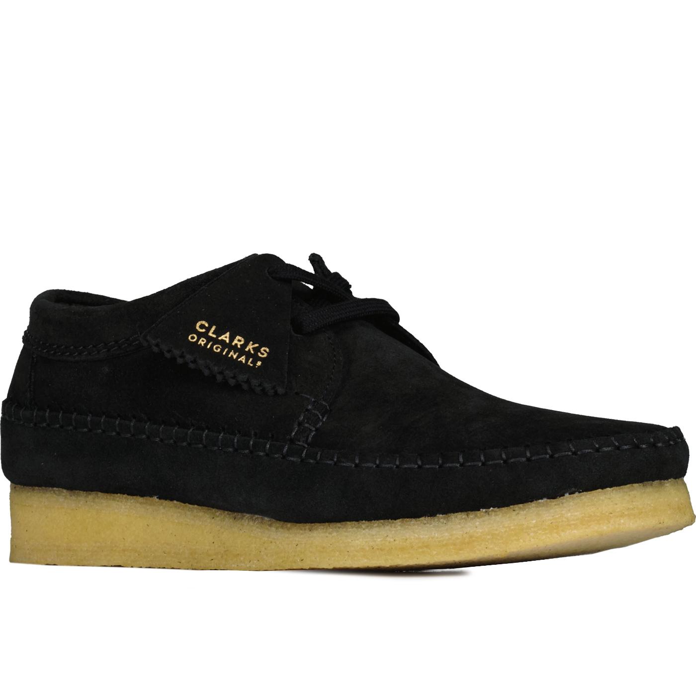 Weaver CLARKS ORIGINALS Black Suede Moccasin Shoes