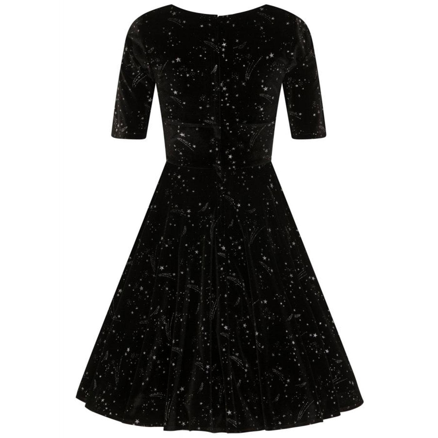 COLLECTIF Trixie 40s Velvet Make A Wish Star Dress Black