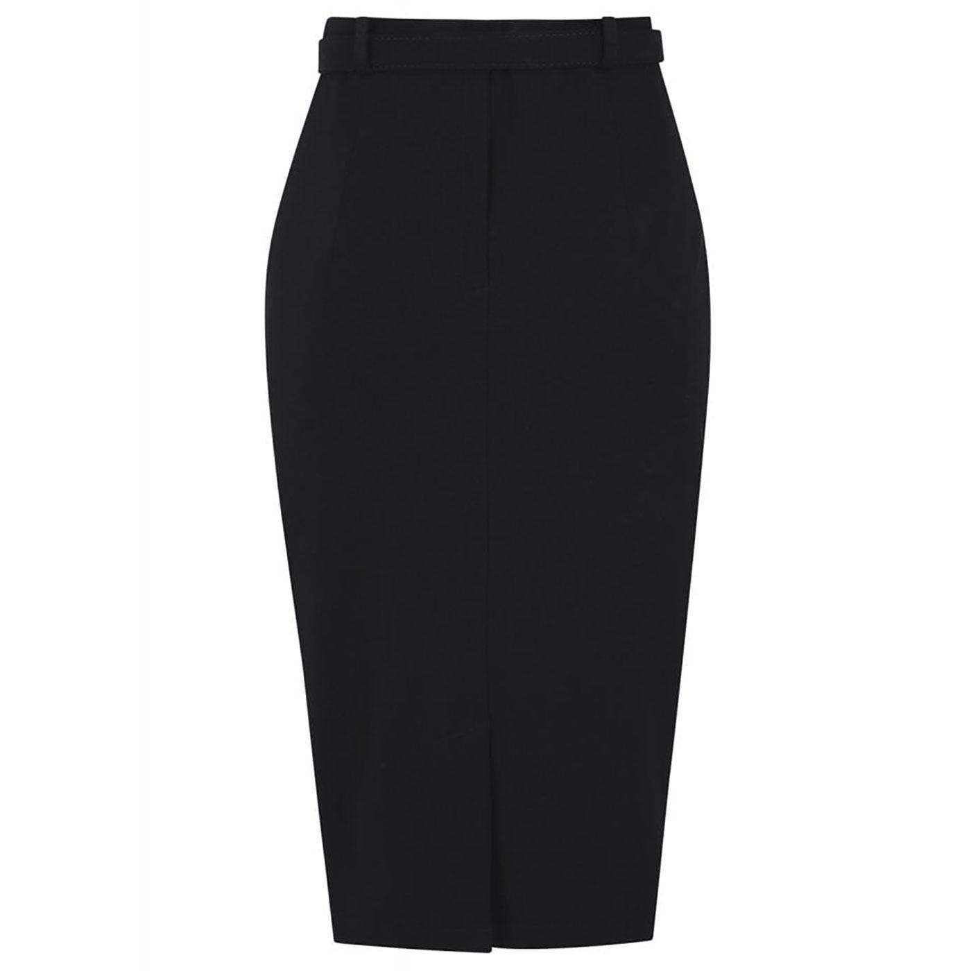 COLLECTIF Agatha Vintage 50s Plain Pencil Skirt In Black