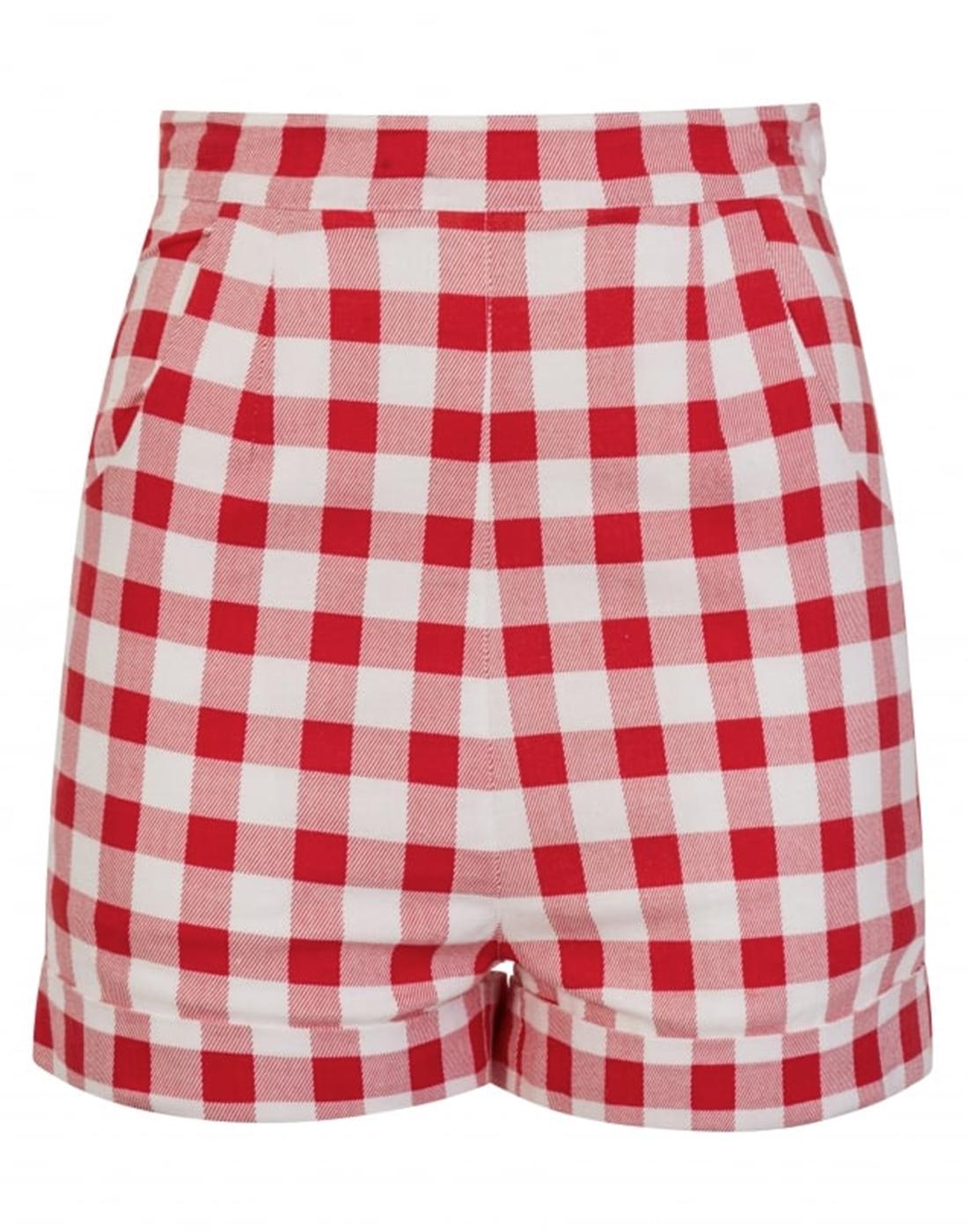 COLLECTIF Ayana Retro 50s Style High Waist Gingham Shorts