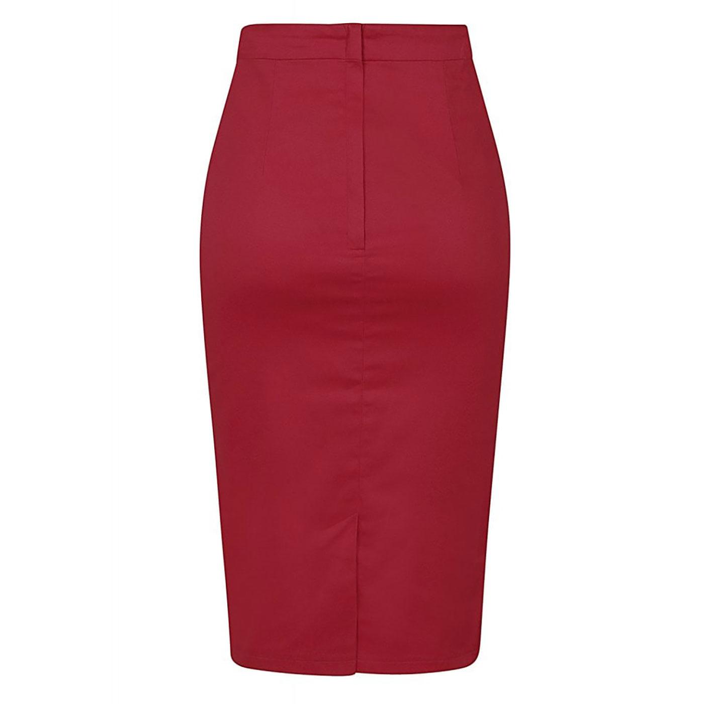 COLLECTIF Bettina Retro 50s Vintage Red Pencil Skirt