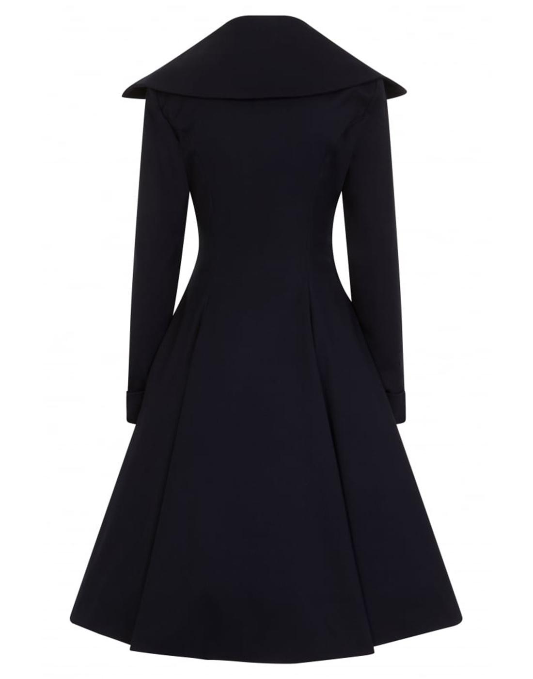 COLLECTIF 1950'S Vintage Bobbie Swing Coat in Navy