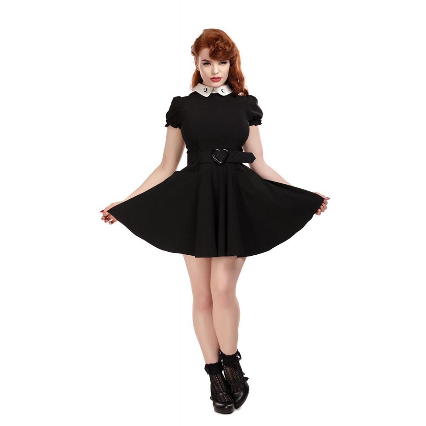 COLLECTIF Bunny Moon Peter Pan Collar Doll Dress - Black