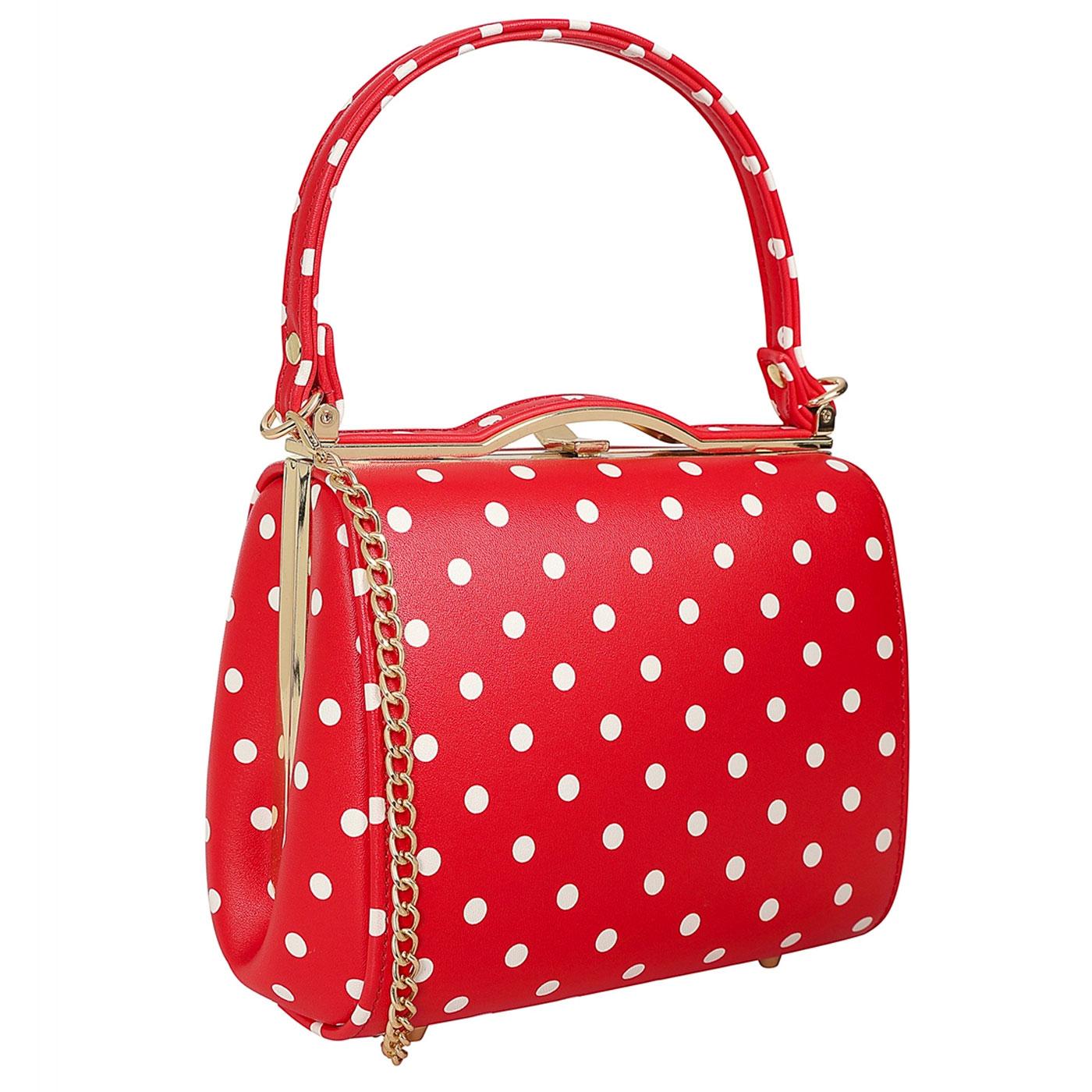 COLLECTIF Carrie Vintage Retro Polka Dot Handbag