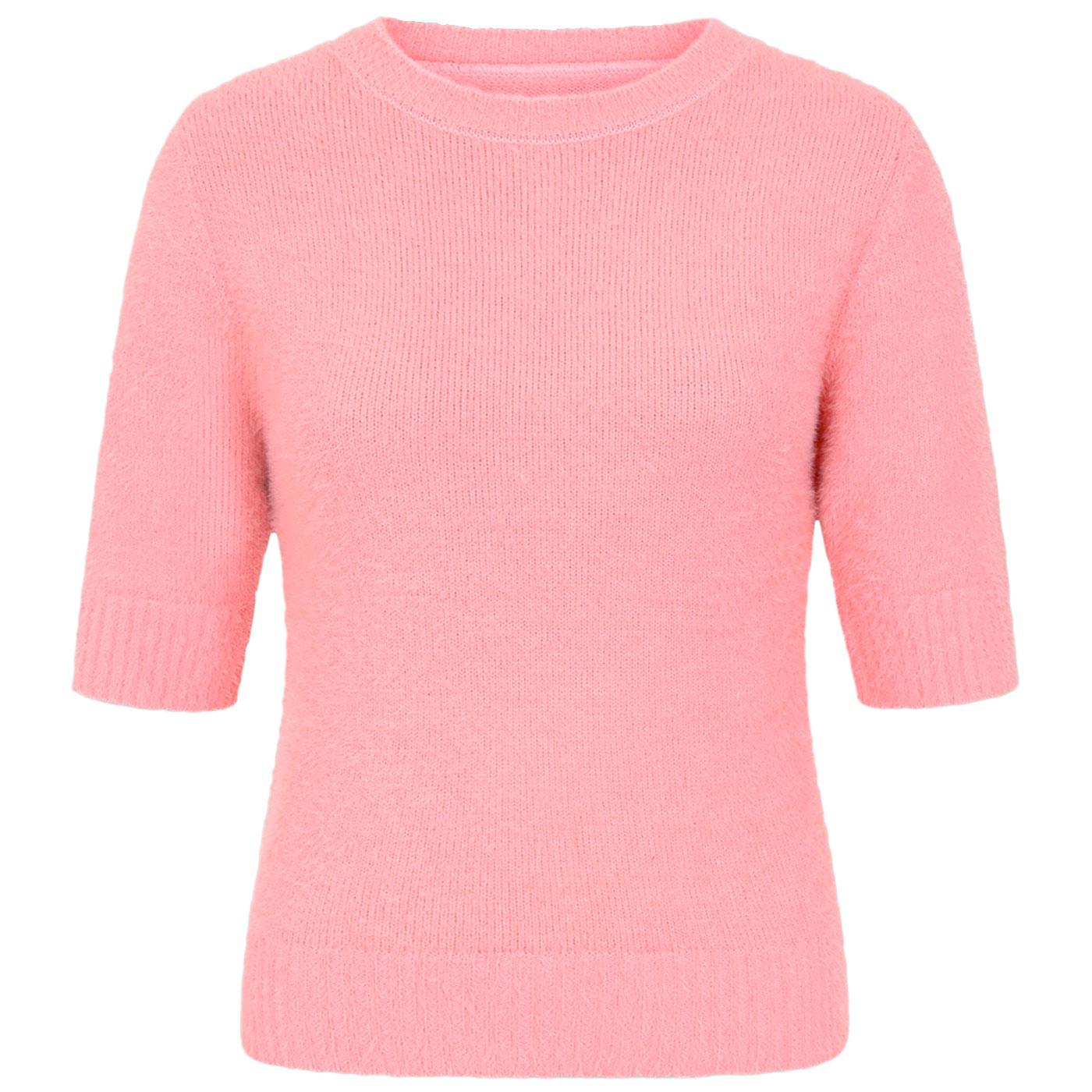 Chrissie COLLECTIF Fluffy 50s Knitted Top in Pink