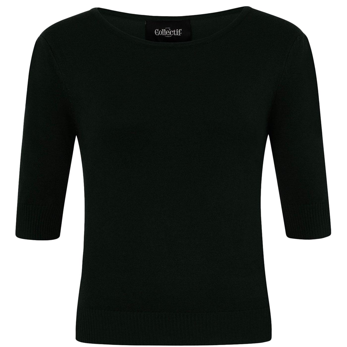 Chrissie COLLECTIF Vintage Knitted Top in Black