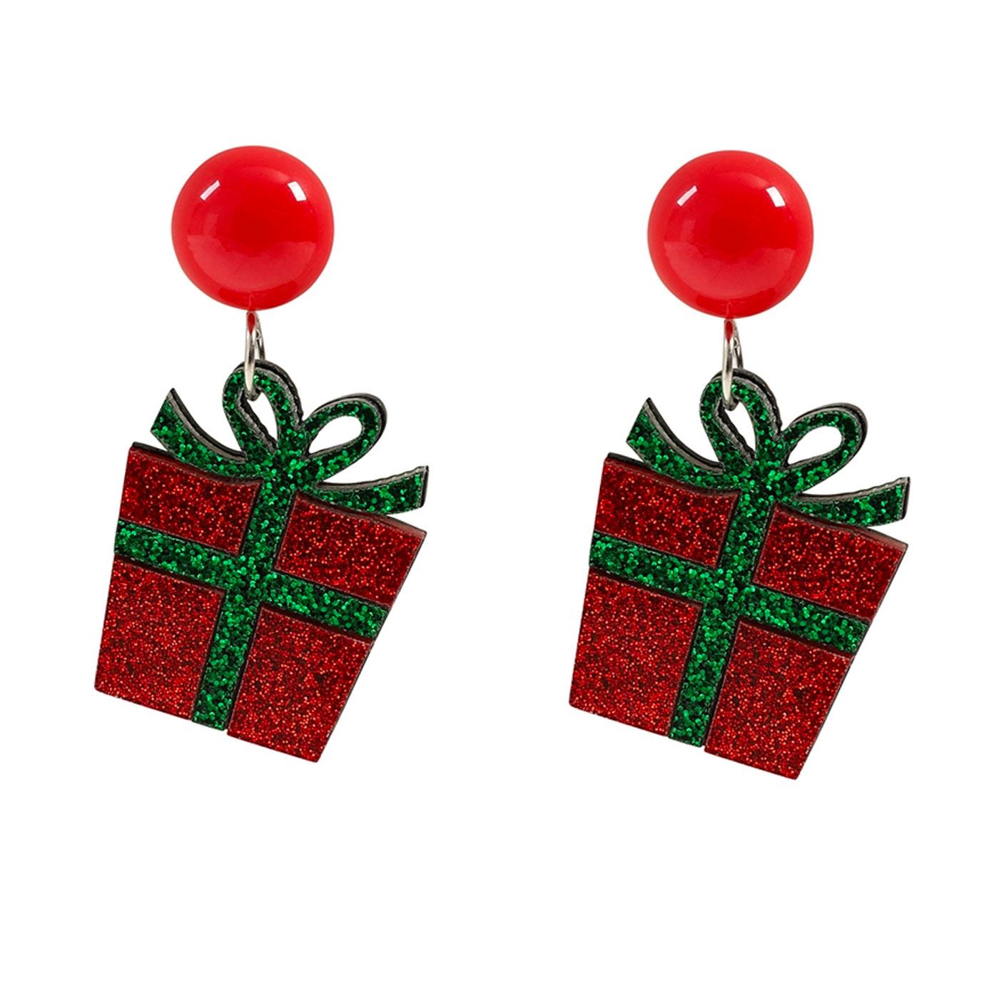 + COLLECTIF Retro Christmas Present Earrings 