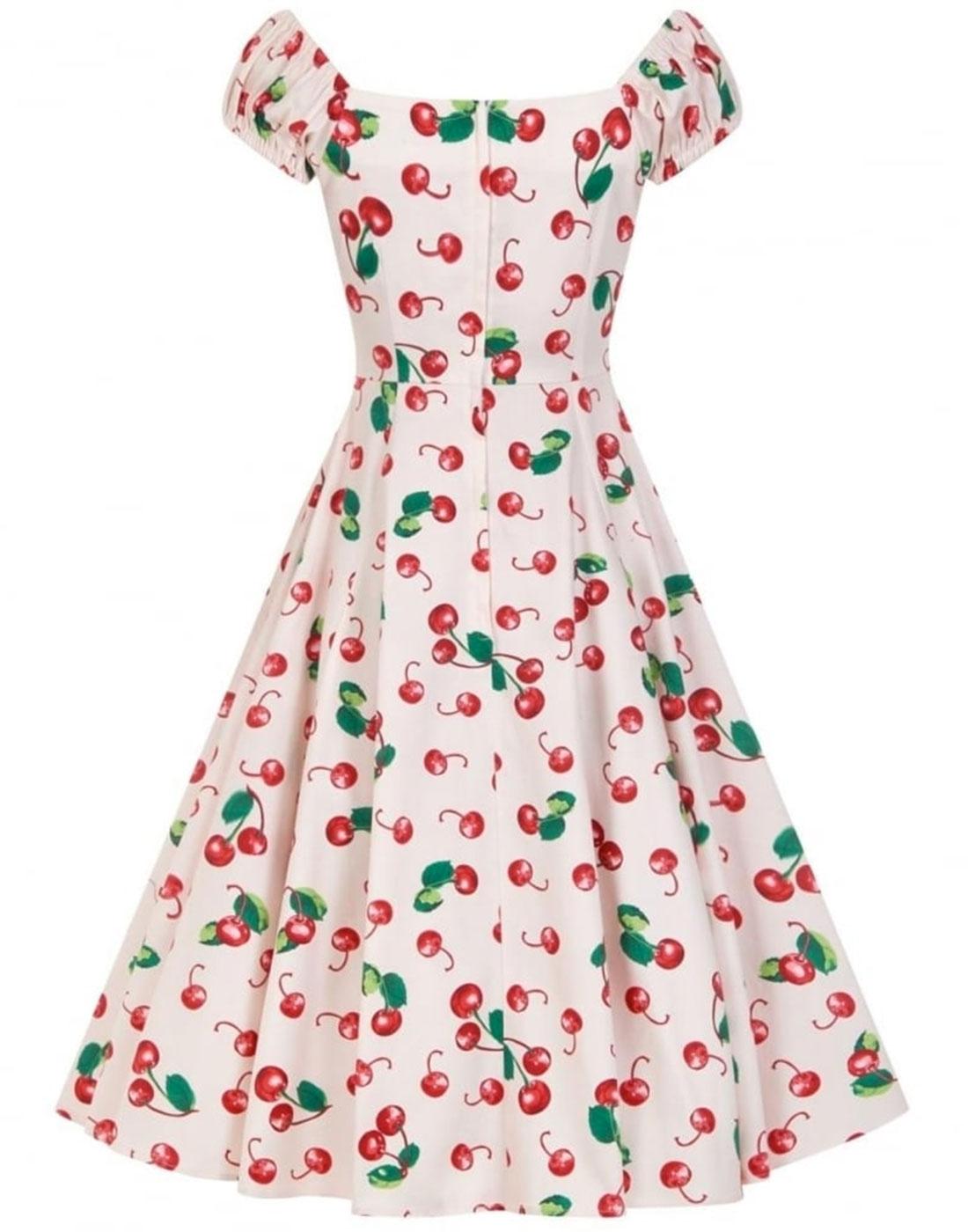 COLLECTIF Dolores Vintage 50s Cherry Print Doll Dress Ivory