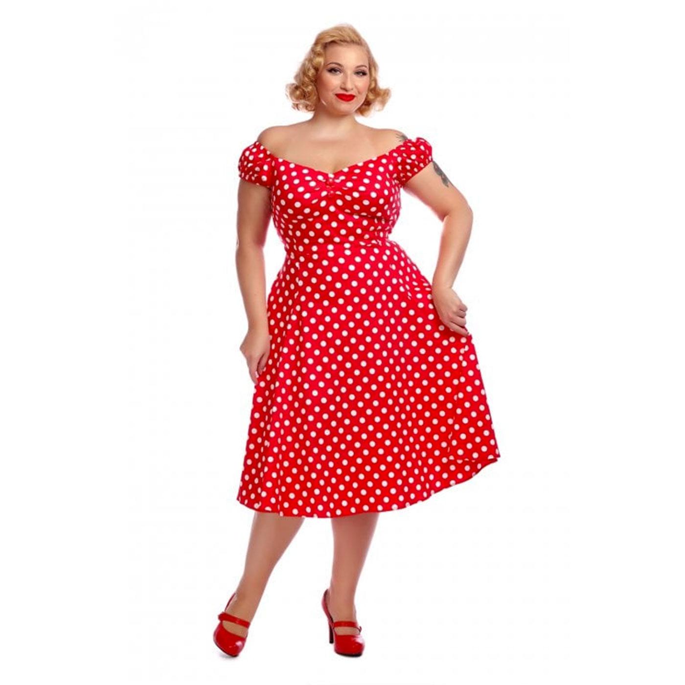 COLLECTIF Dolores Retro Vintage Doll Dress in Red Polka Dot