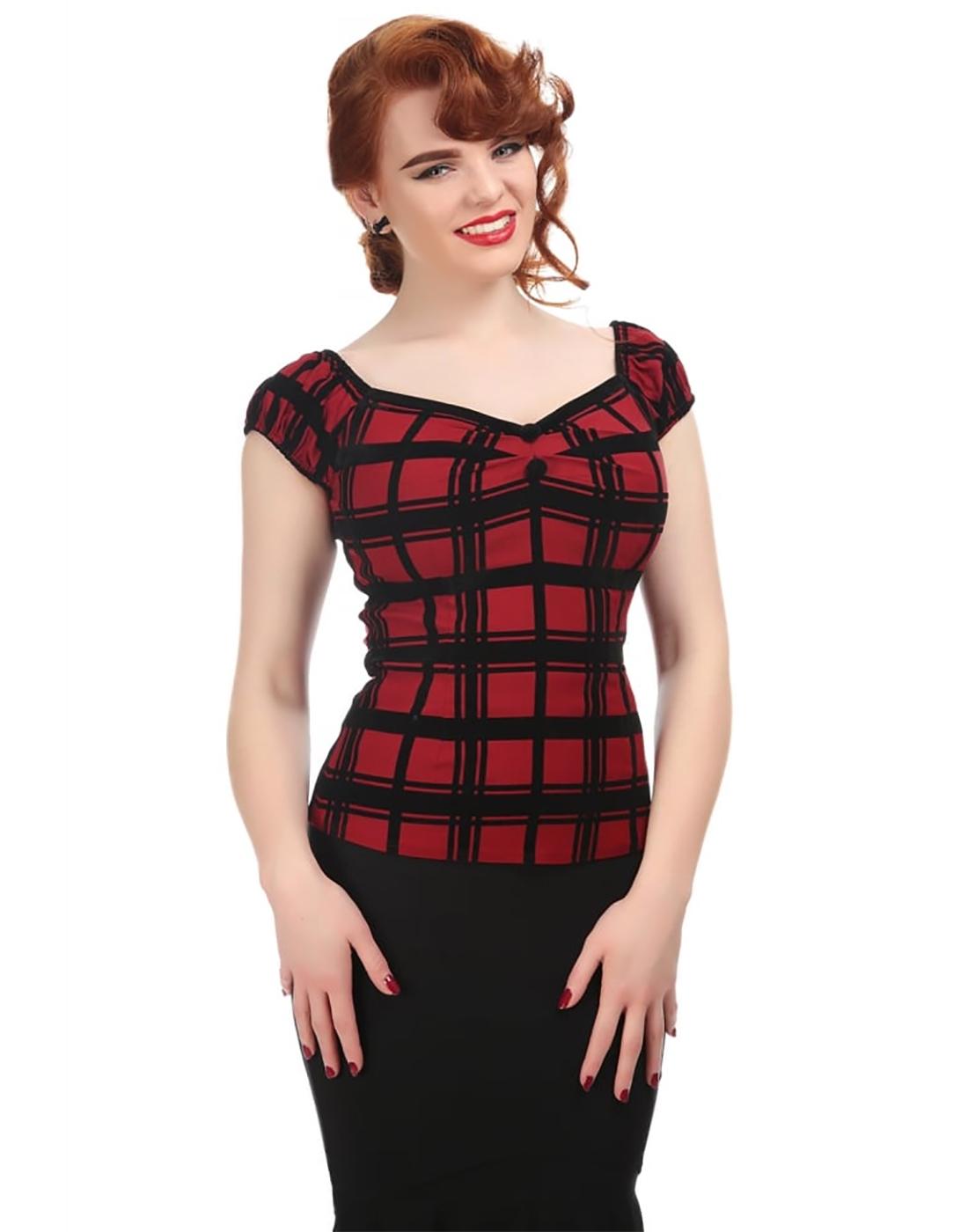 Collectif Clothing 50s Dolores Oranges Top in Navy | Shop at Topvintage