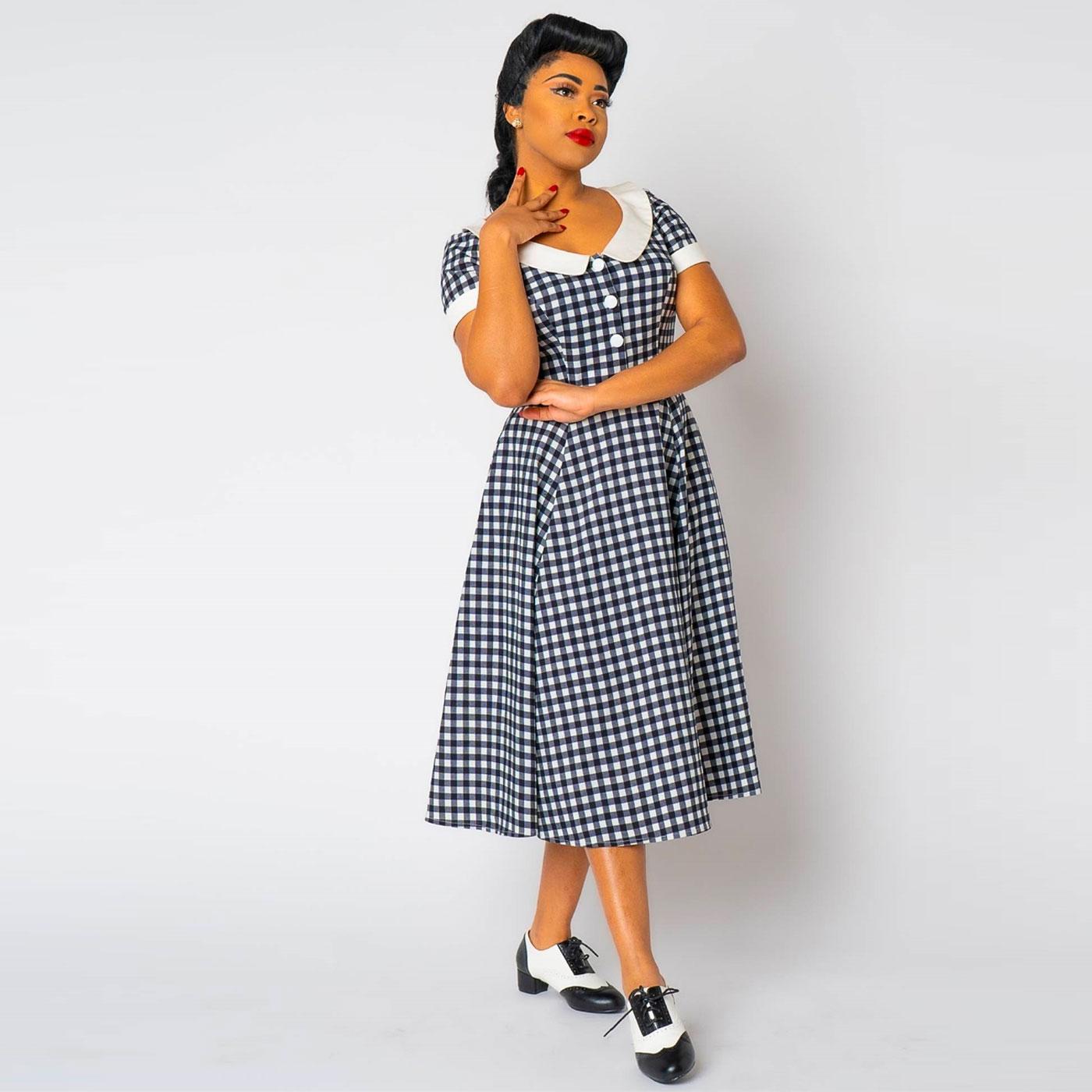 Dora COLLECTIF Retro 50s Gingham Swing Dress 