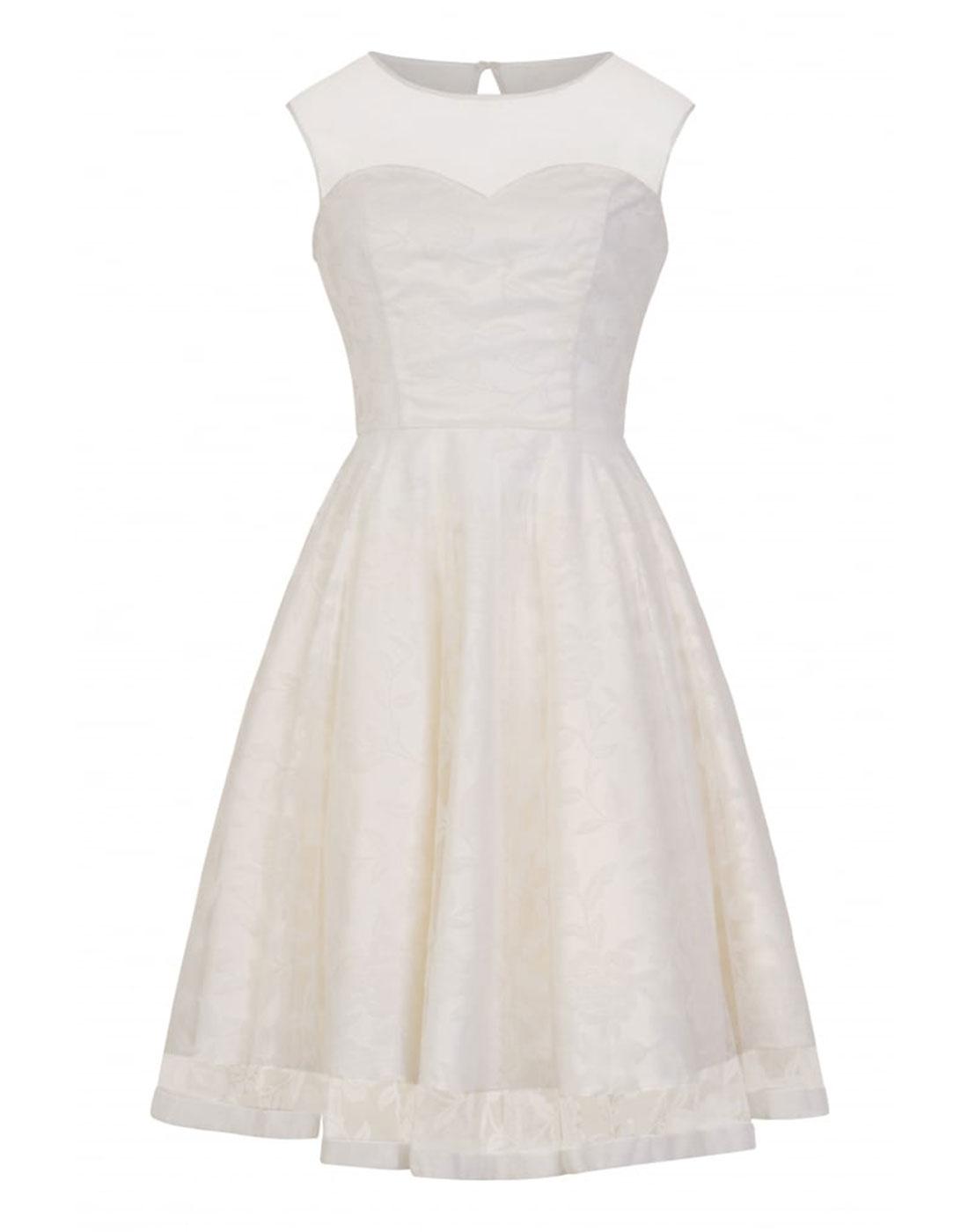 COLLECTIF Faye Vintage 50s Wedding or Prom Dress Cream