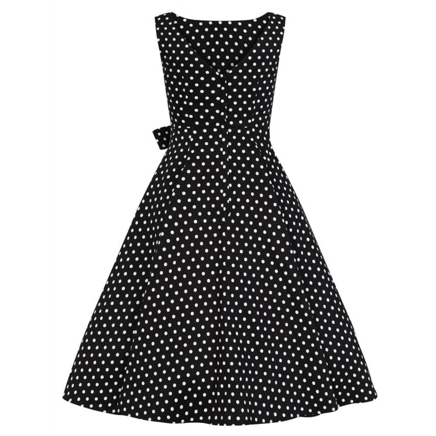 COLLECTIF Frances Retro 50s Polka Dot Swing Dress in Black