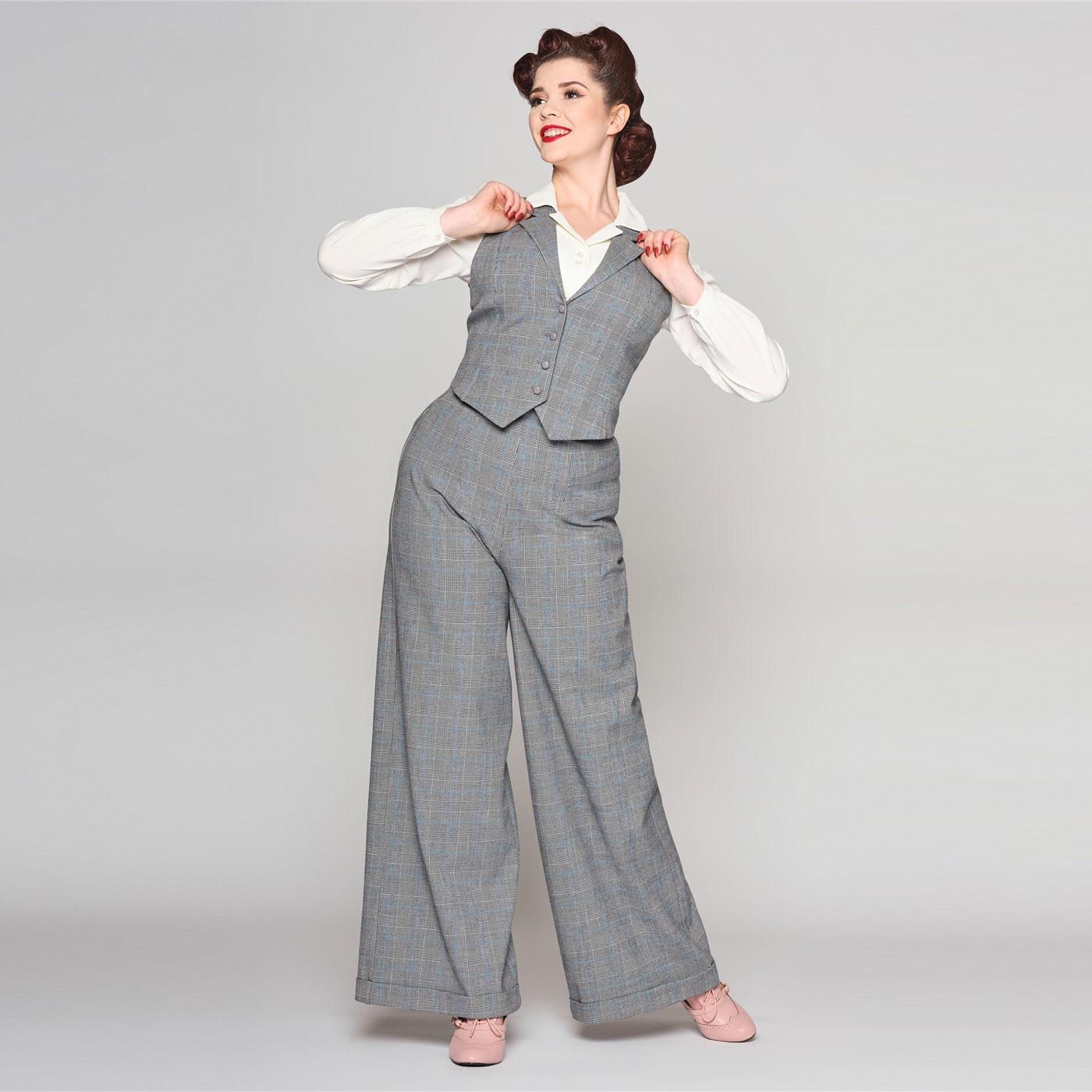 Collectif Gerilynn High Rise 40s Prince of Wales Check Trousers