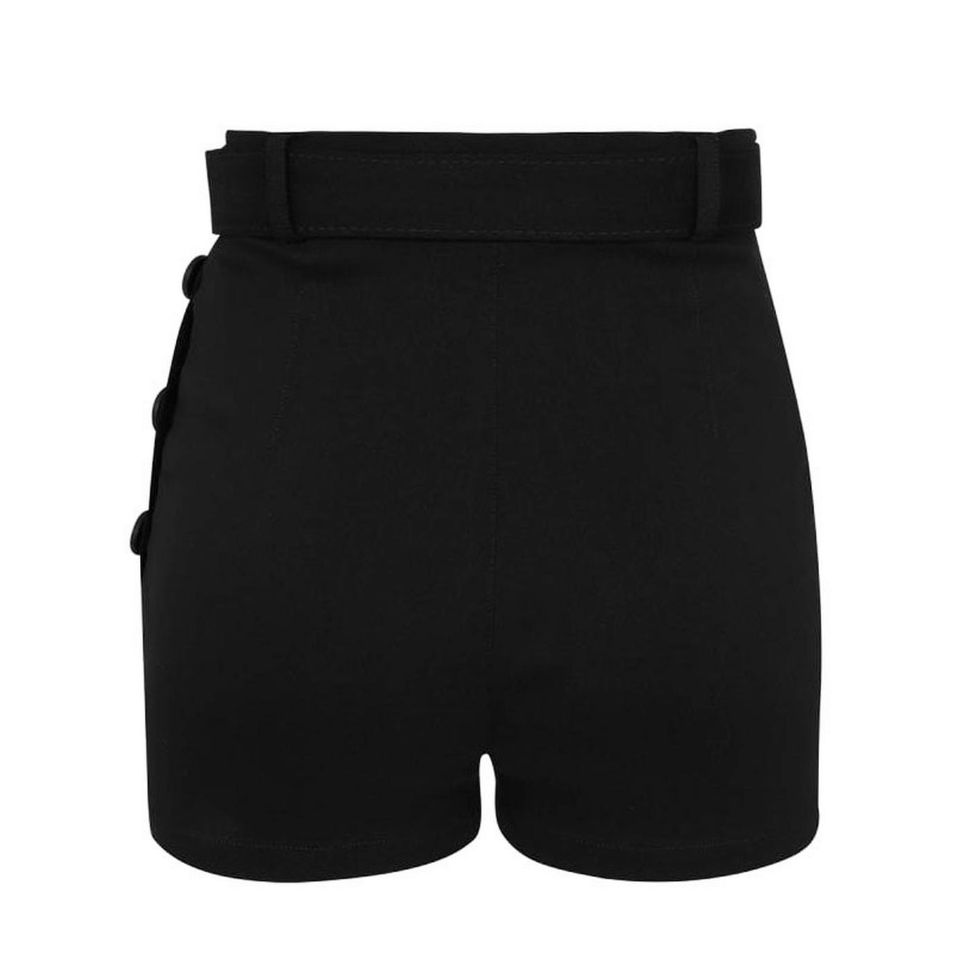 COLLECTIF Gertrude High Waisted Vintage Plain Black Shorts