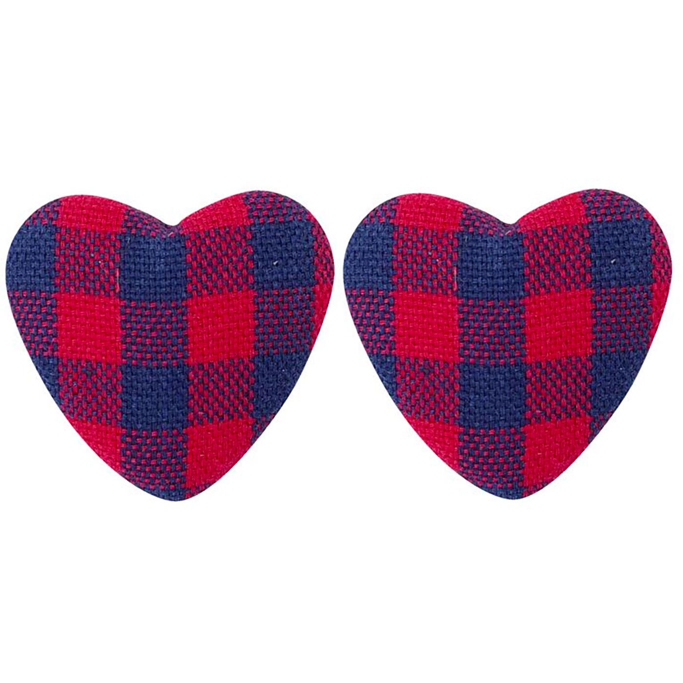 + Bobby COLLECTIF Gingham Heart Stud Earrings R/N