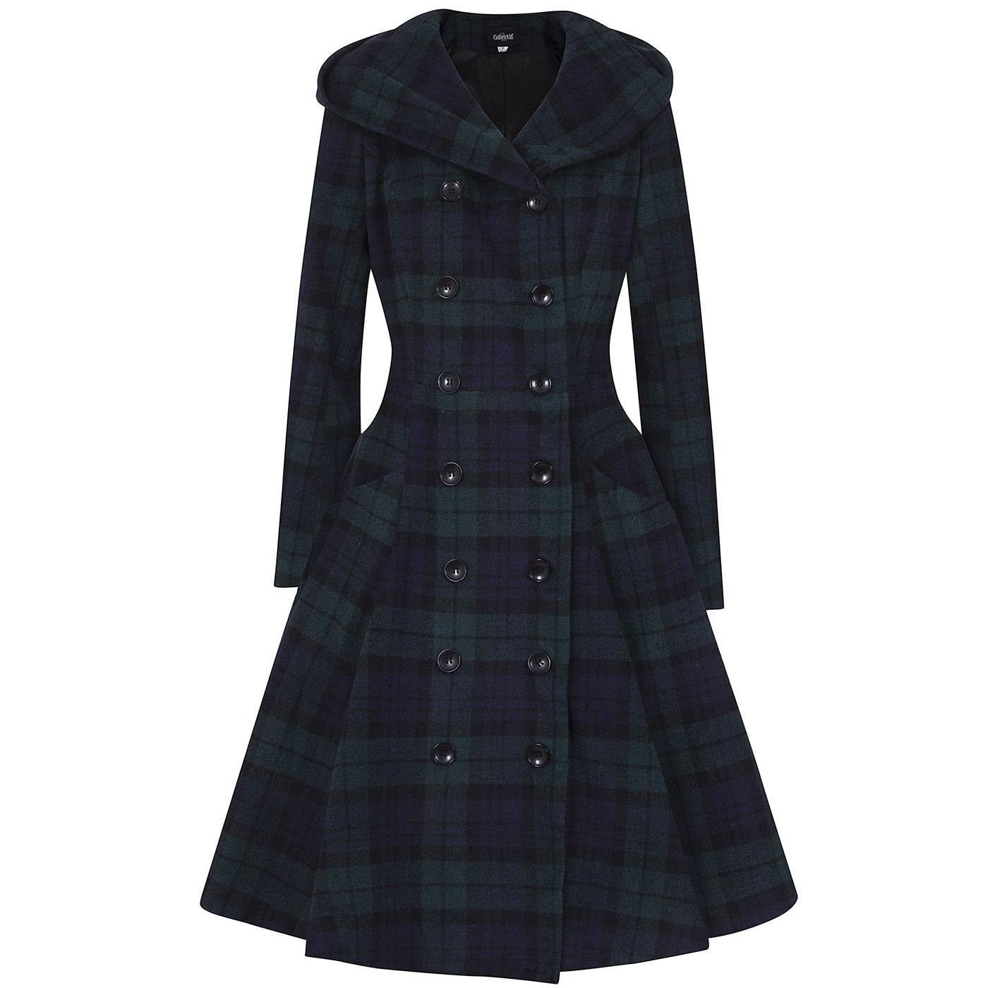 COLLECTIF Heather Hooded Blackwatch Tartan Swing Coat