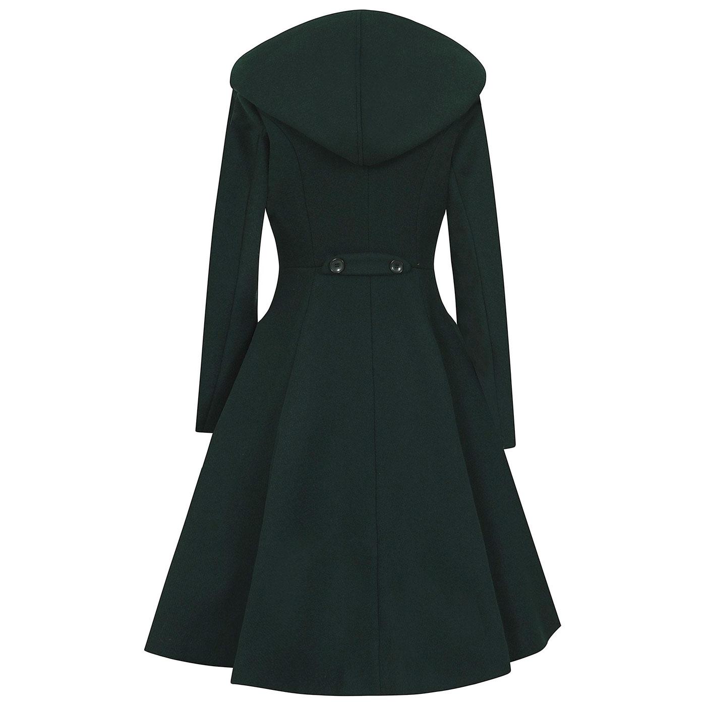 COLLECTIF Heather Hooded Autumnal Swing Coat in Green