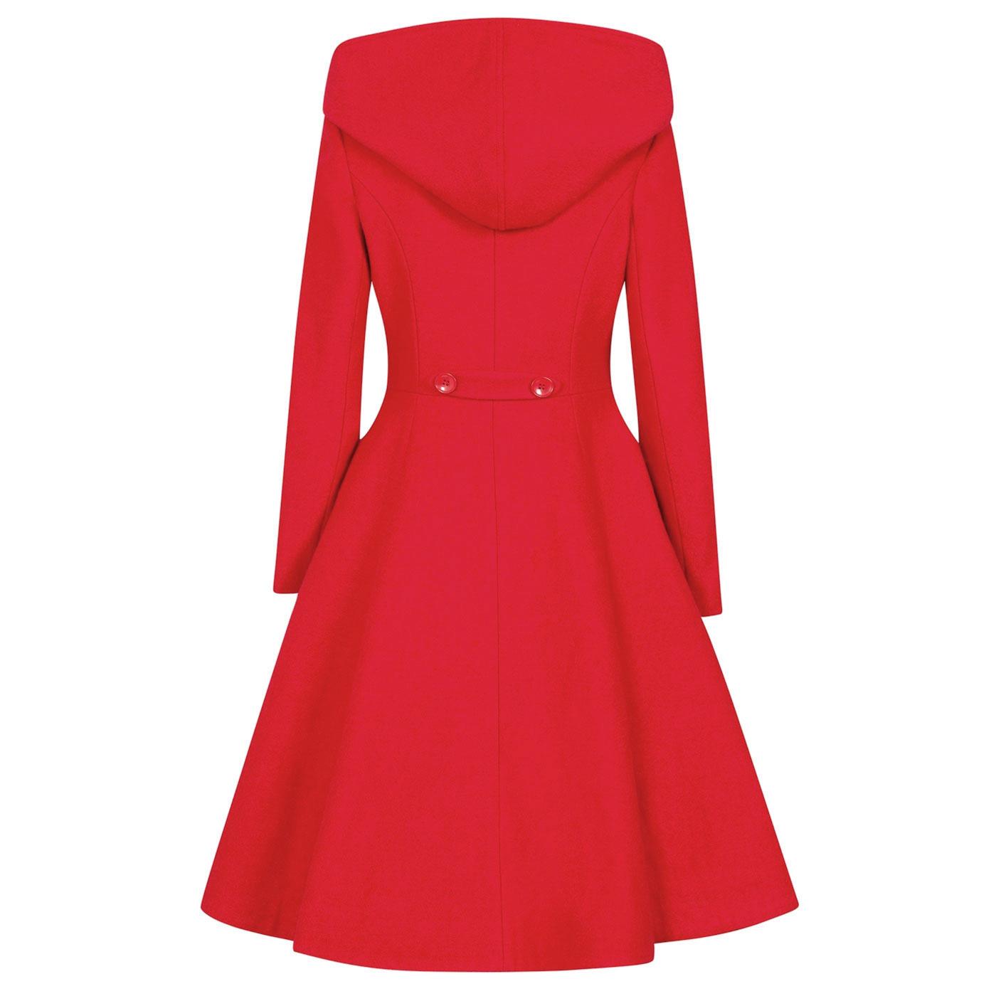 COLLECTIF Heather Hooded Autumnal Swing Coat in Red