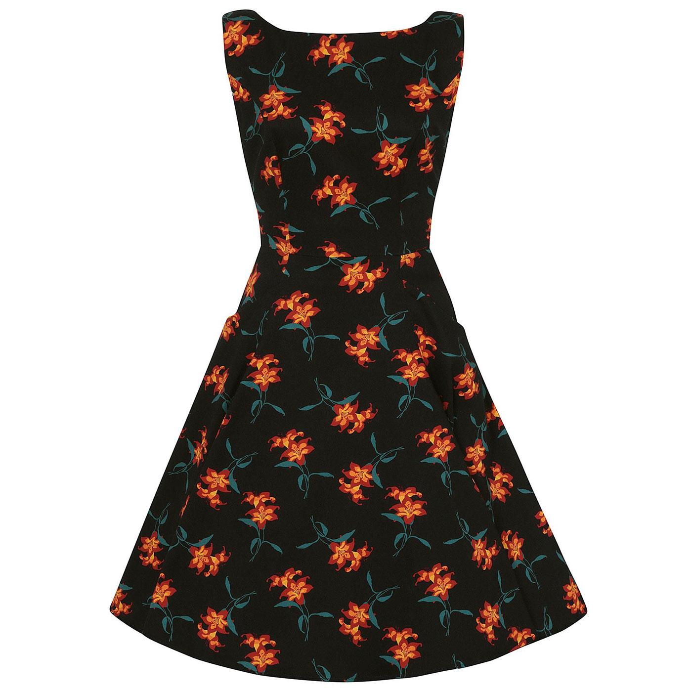 Hepburn COLLECTIF Retro 50s Dress in Midnight Lily