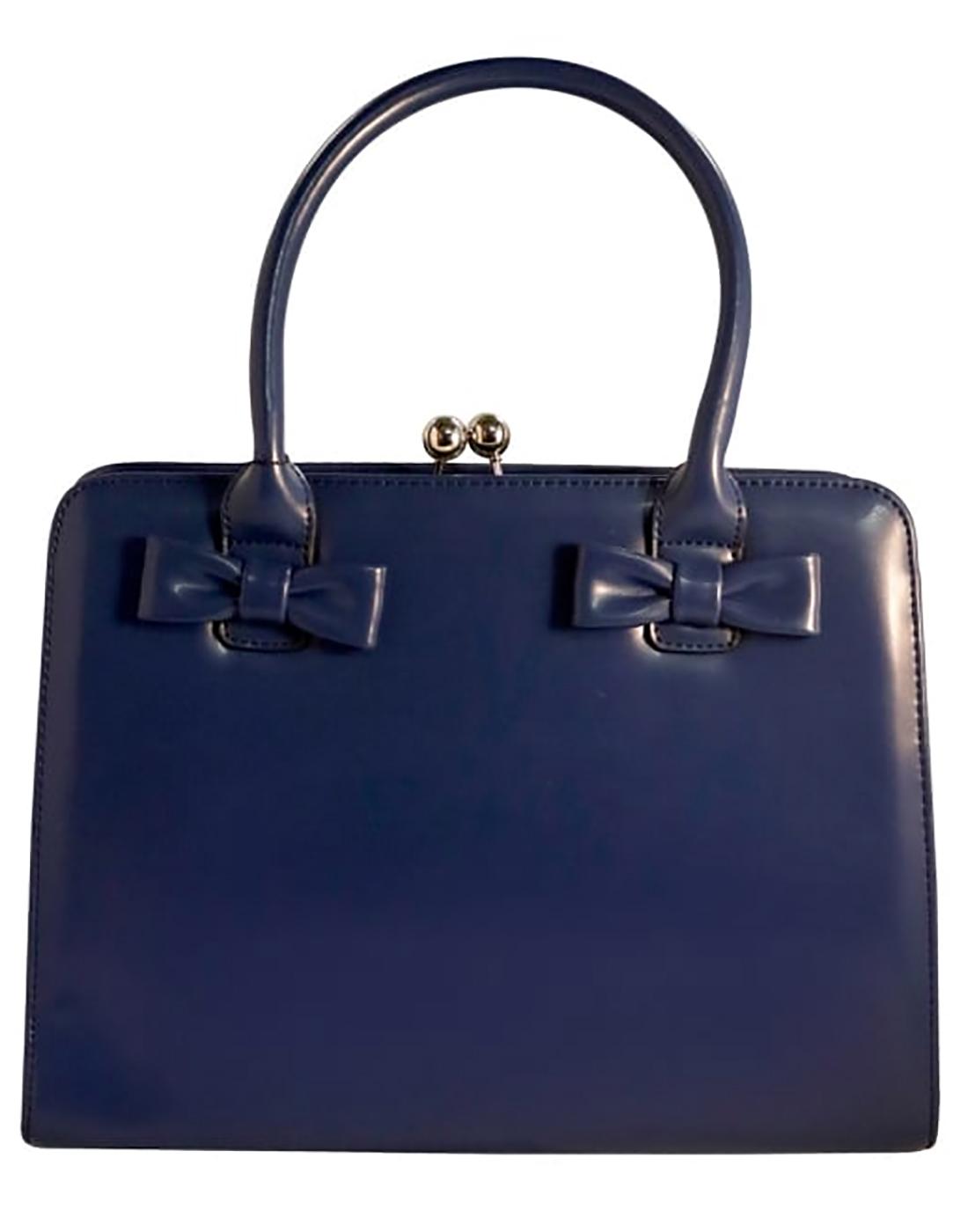 Jessica COLLECTIF Retro 1950s Bow Handbag in Navy