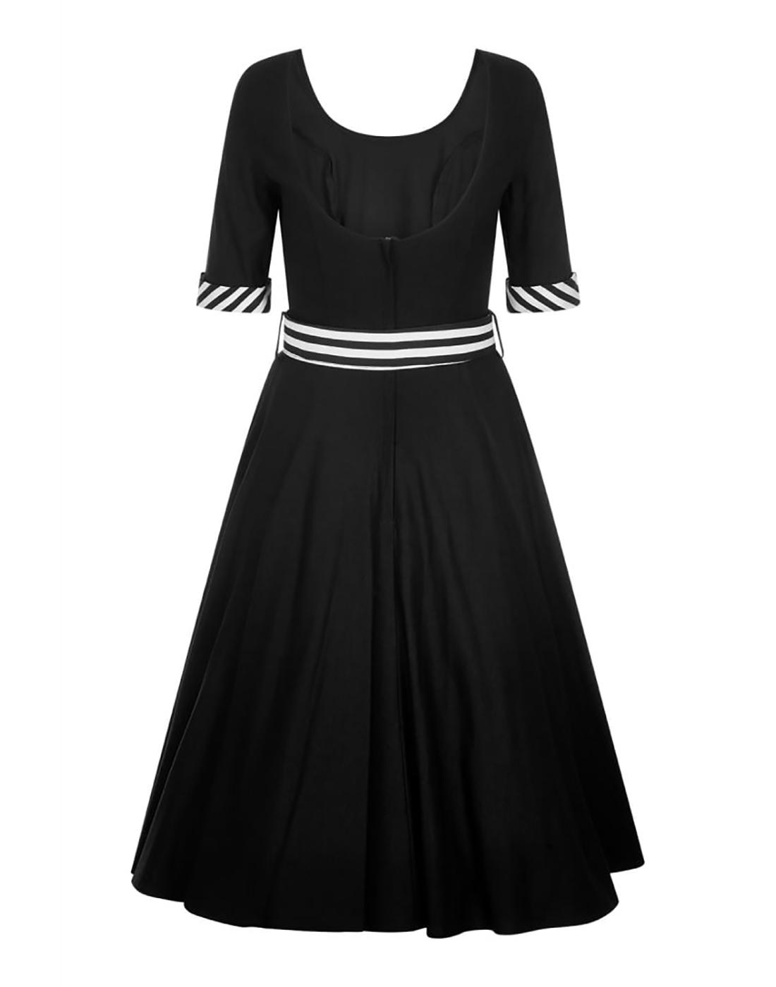 COLLECTIF June Retro 50s Vintage Doll Dress in Black/White