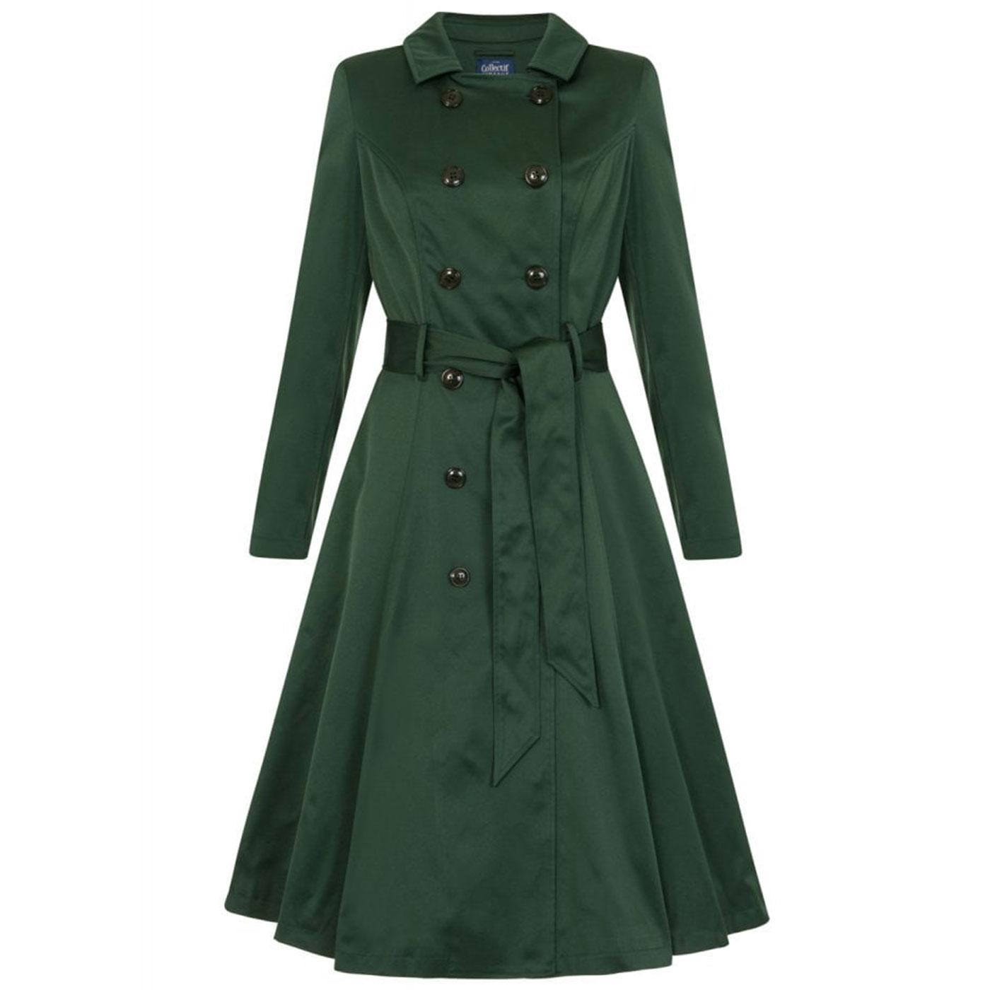 COLLECTIF Korrina Vintage 50s Swing Trench Coat Green
