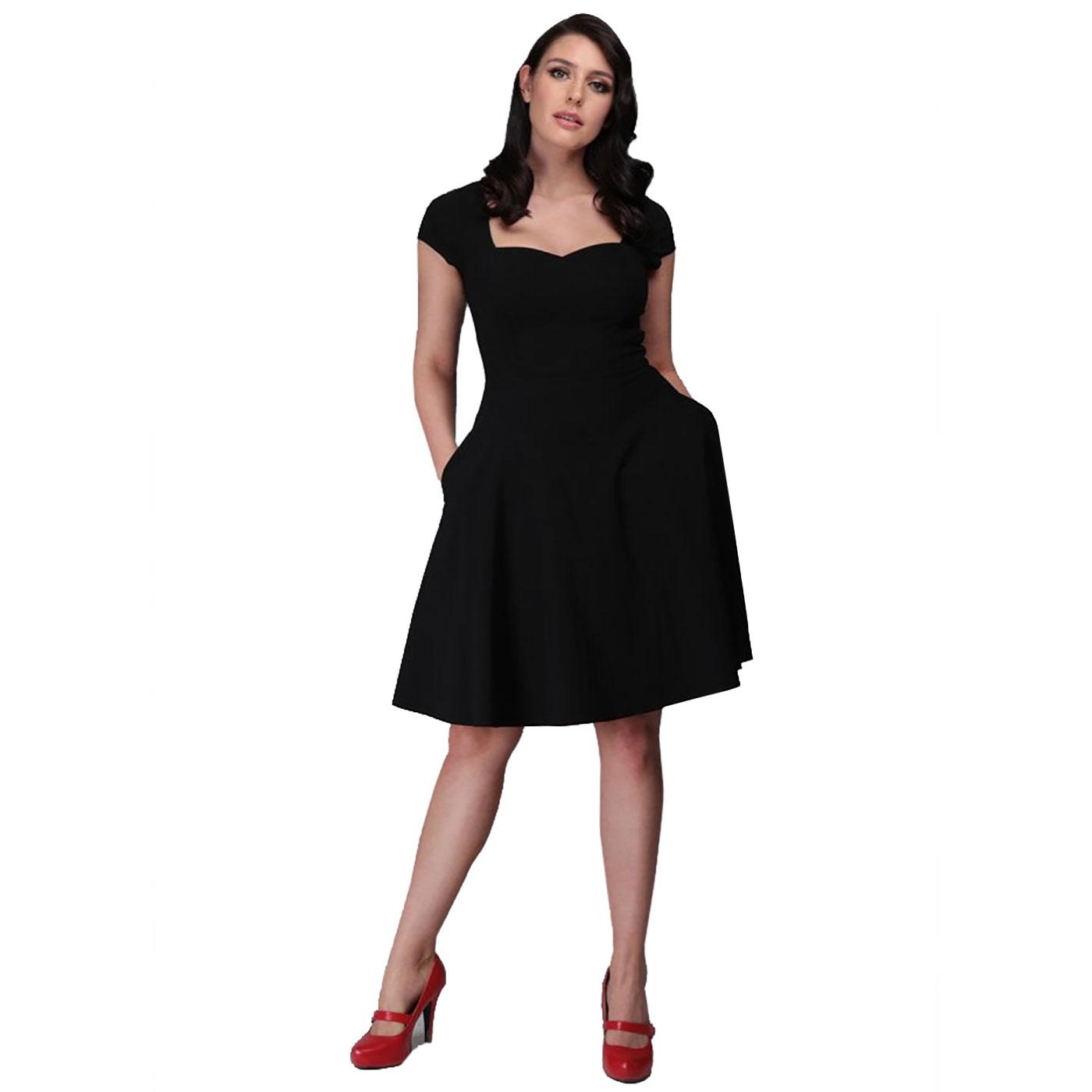 COLLECTIF Kristy Vintage Plain 1950s Retro Swing Dress