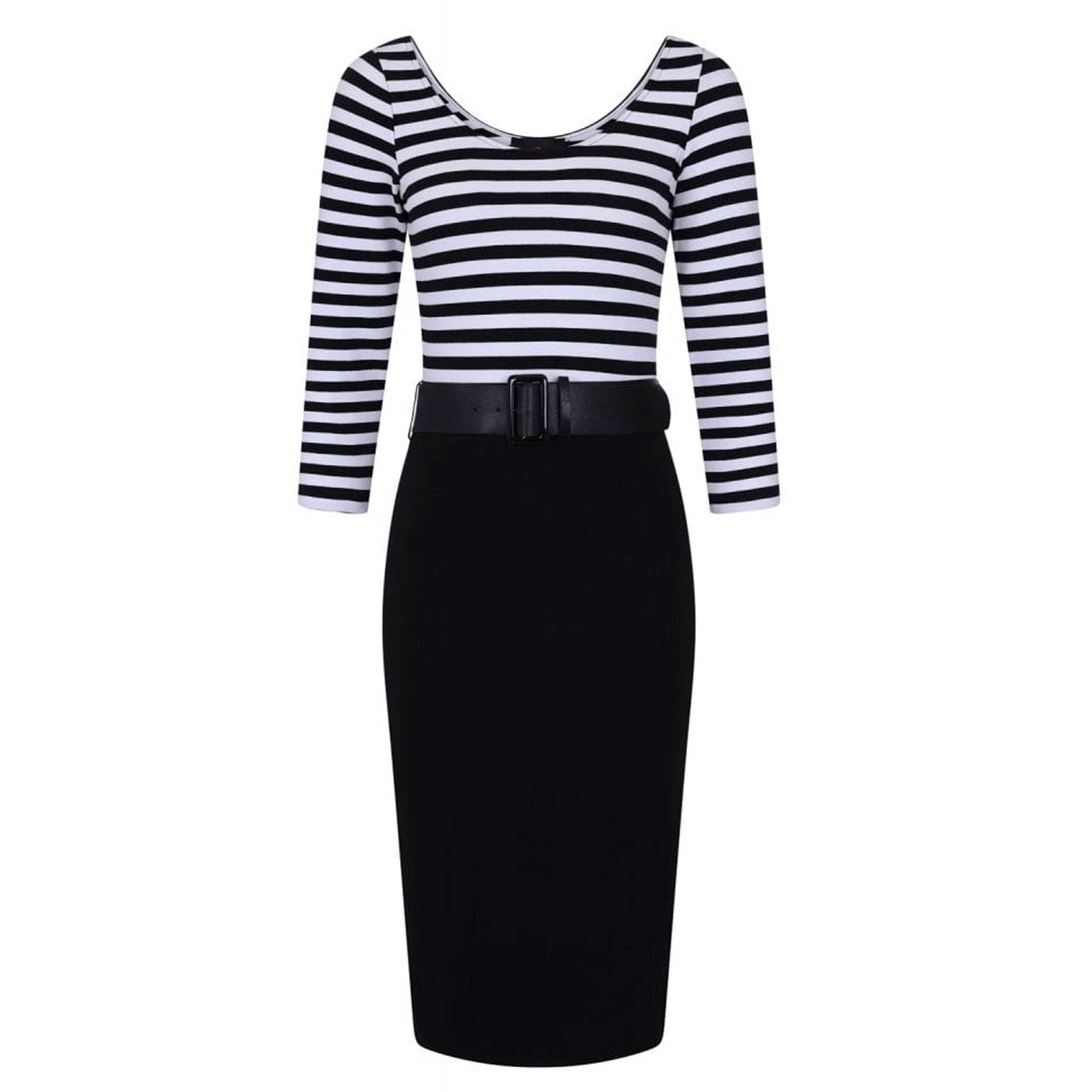 Manuela COLLECTIF Striped Pencil Dress BLACK/WHITE