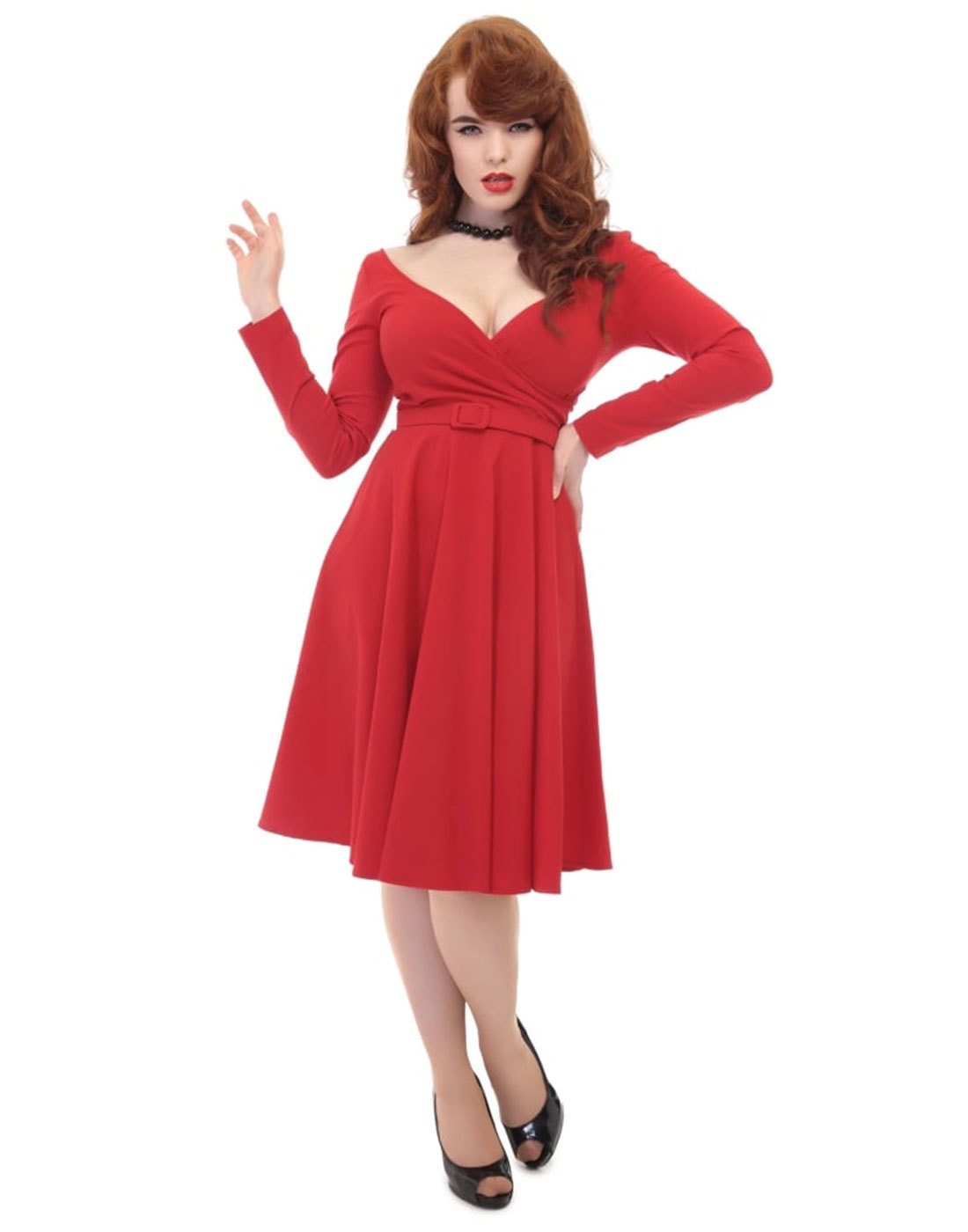 Nicky COLLECTIF Vintage 1950s Party Doll Dress RED