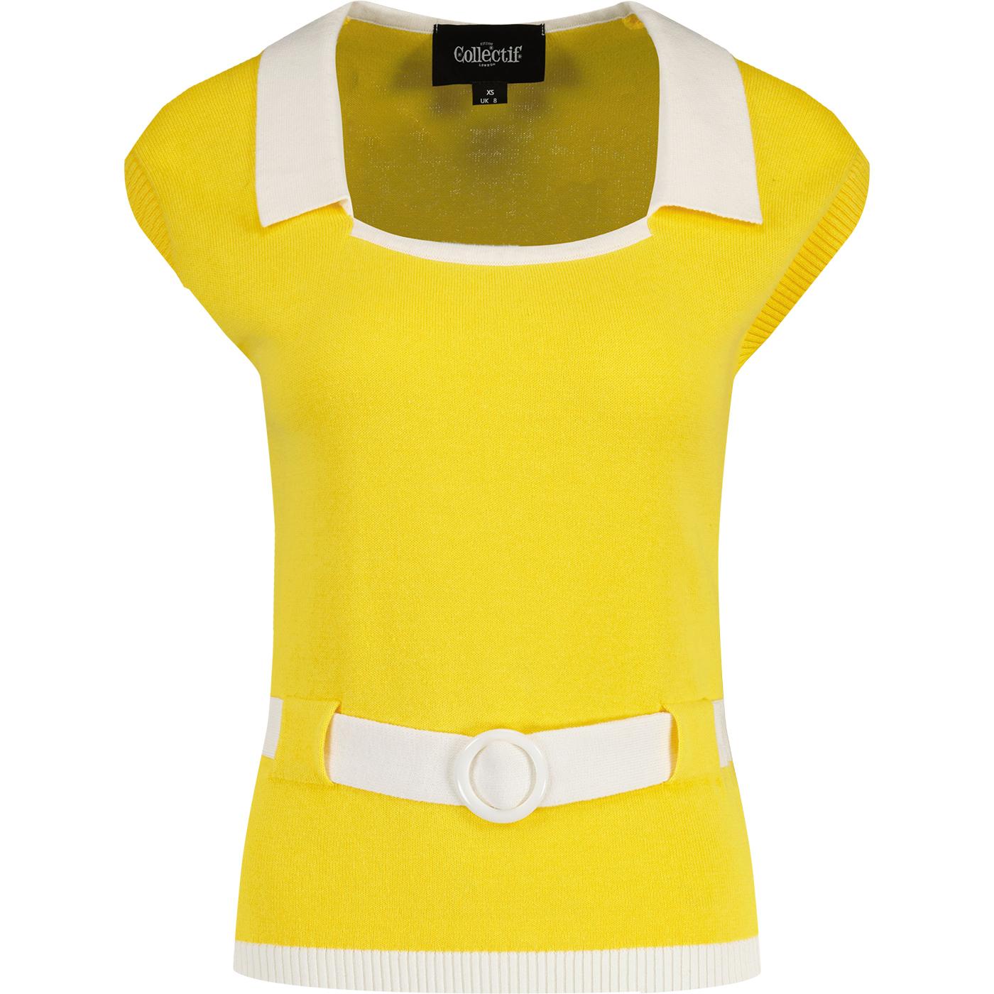 Collectif 50s Vintage Norma Knitted Jumper Yellow
