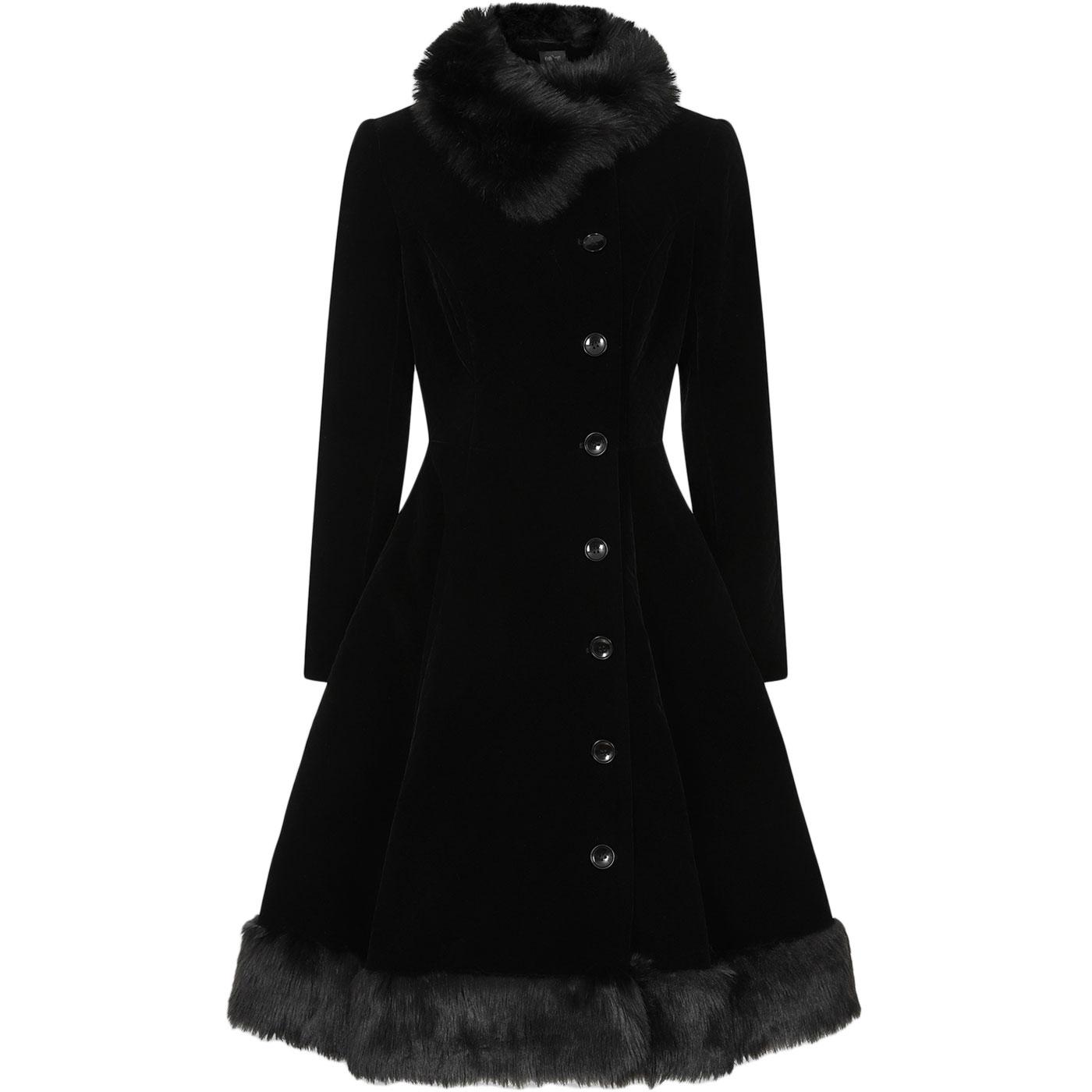 Nuit COLLECTIF Quilted Velvet Swing Coat in Black