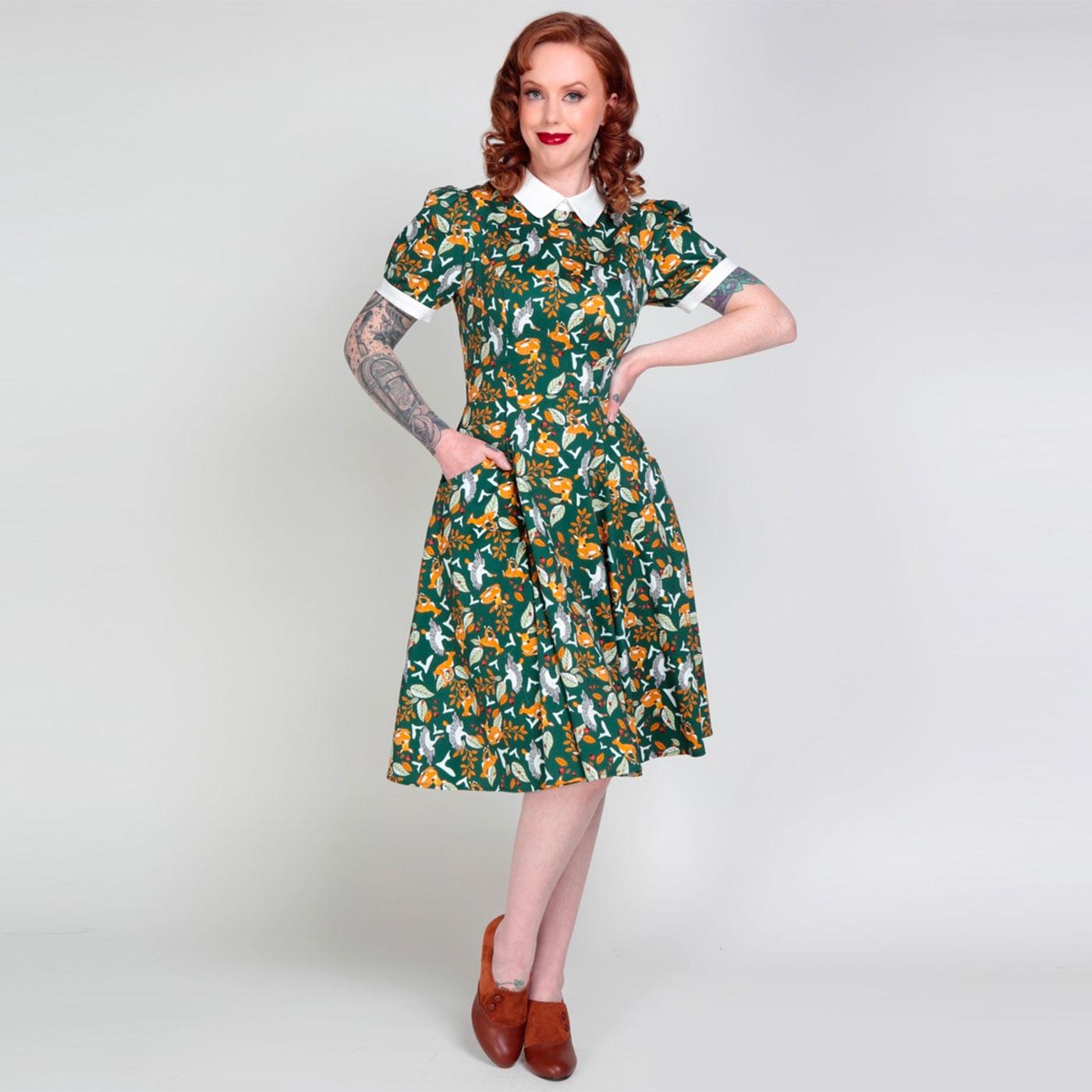 COLLECTIF Peta Wild Berry Fields Retro 60s Swing Dress