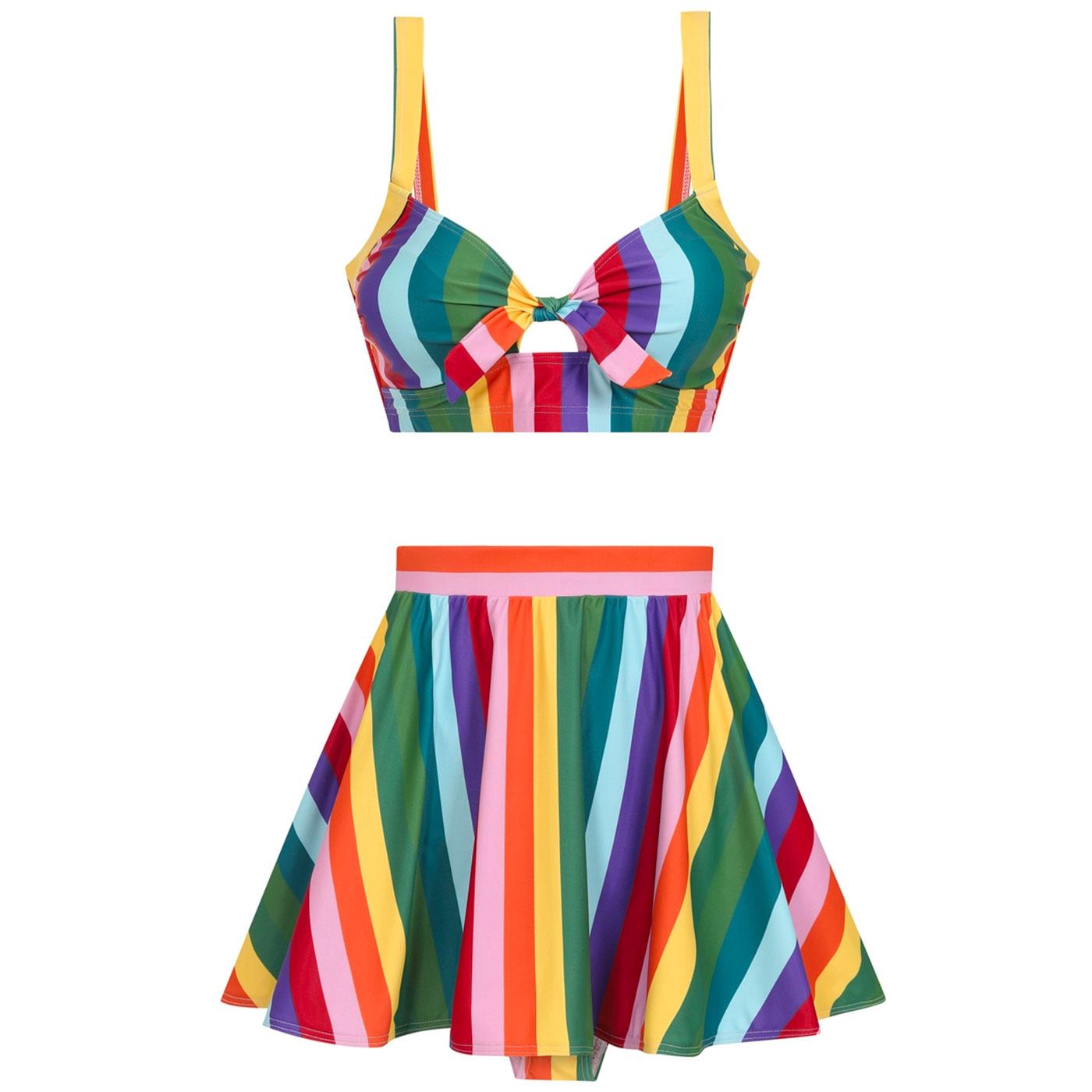 Collectif Rainbow Stripe Skater Skirted Briefs