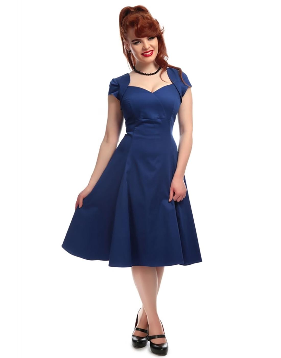 COLLECTIF Regina Retro 50s Vintage Style Doll Dress in Blue