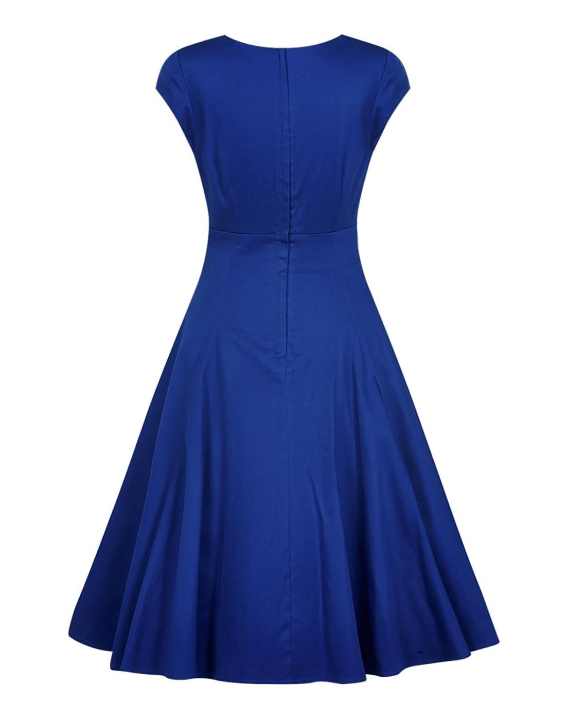 COLLECTIF Regina Retro 50s Vintage Style Doll Dress in Blue