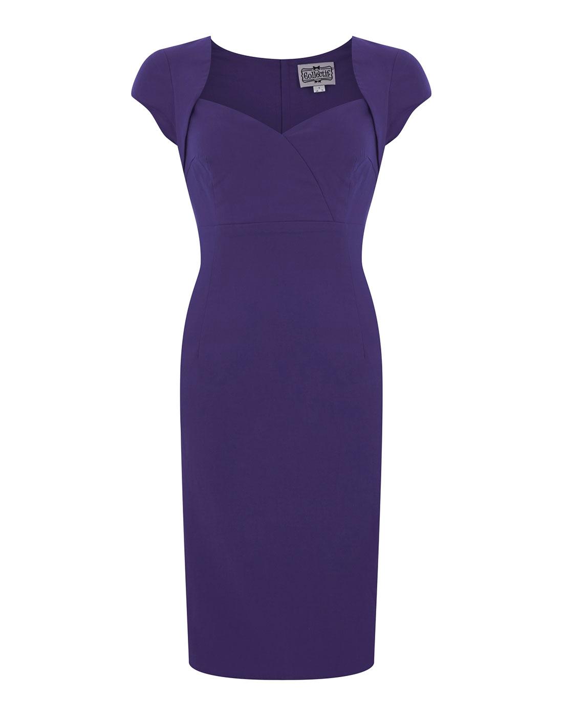 Regina COLLECTIF Retro 50s Purple Pencil Dress