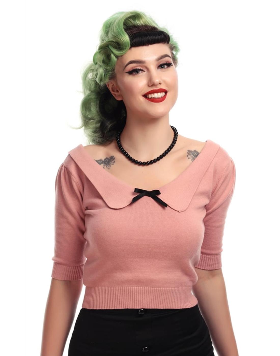 Babette COLLECTIF Retro 50s Knitted Polo Jumper